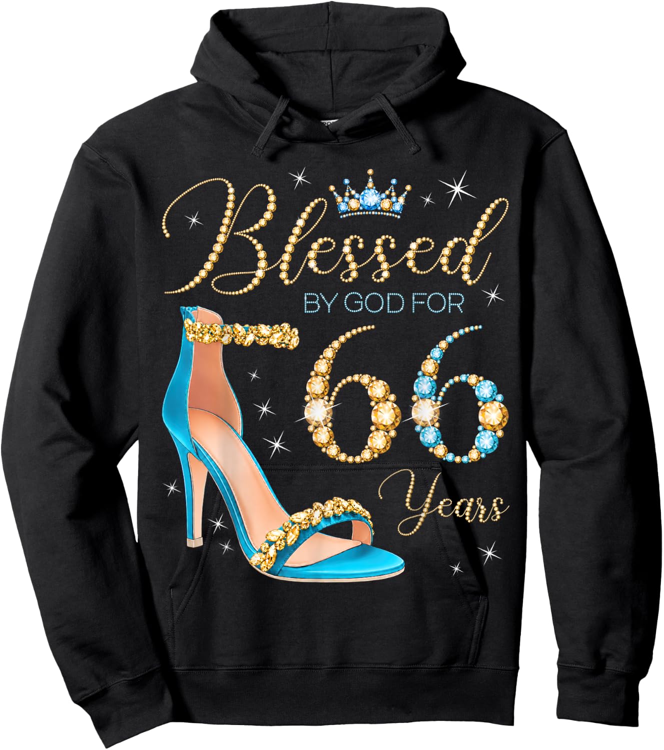 Blessed by God for 66 Years Old 66th Birthday Party Queens Hoodie - Hoodie | Black