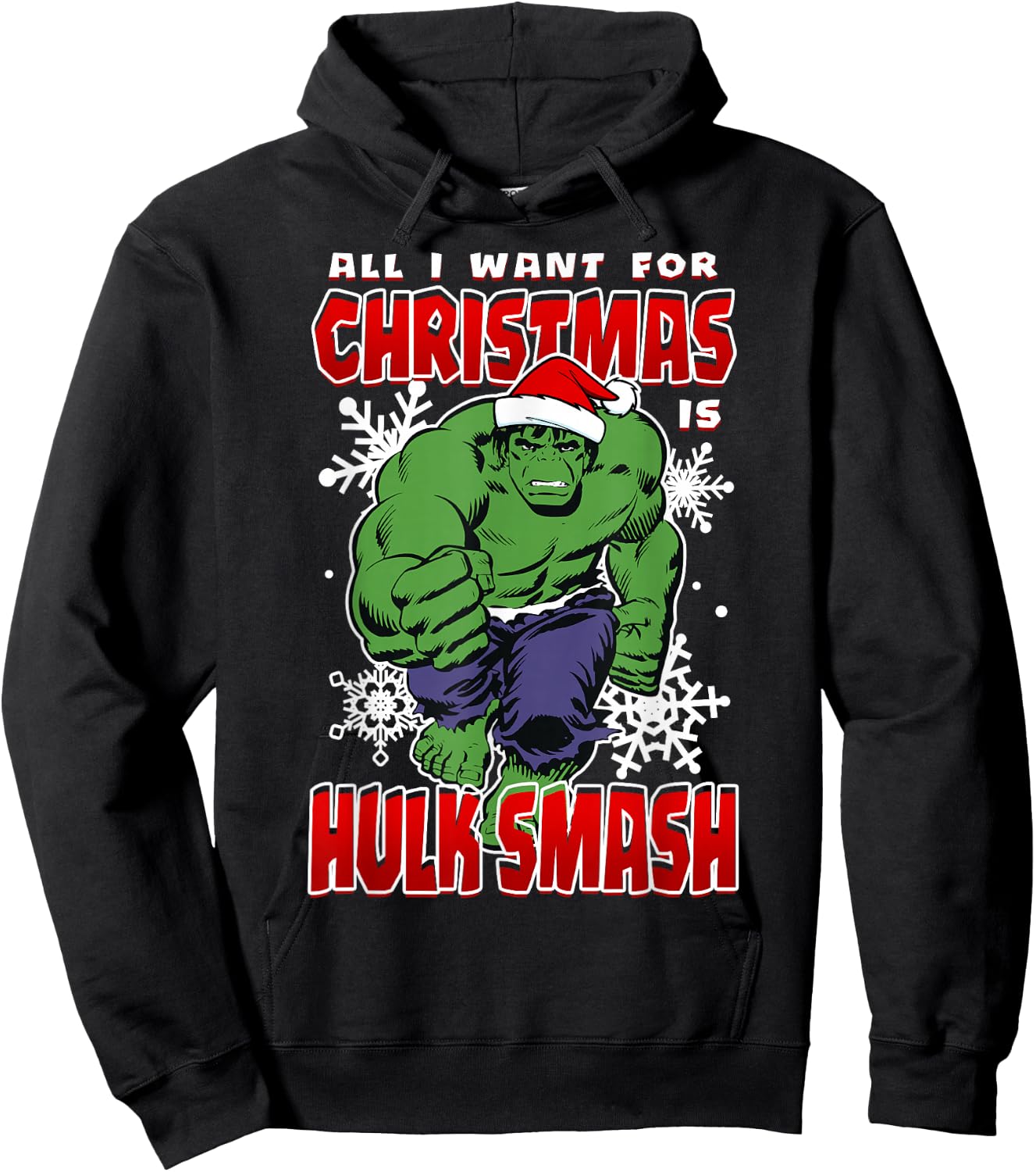 Marvel Comics Classic All I Want For Christmas Is Hulk Smash Hoodie - Hoodie | Black