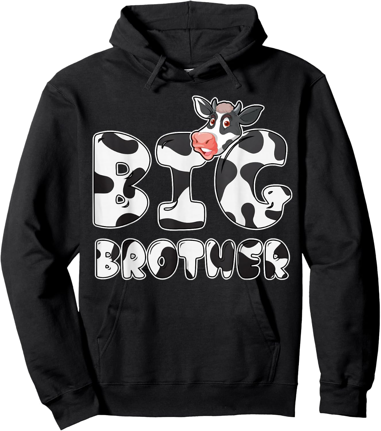 Cow Big Brother Birthday Funny Family Matching Bro Family Hoodie - Hoodie | Black