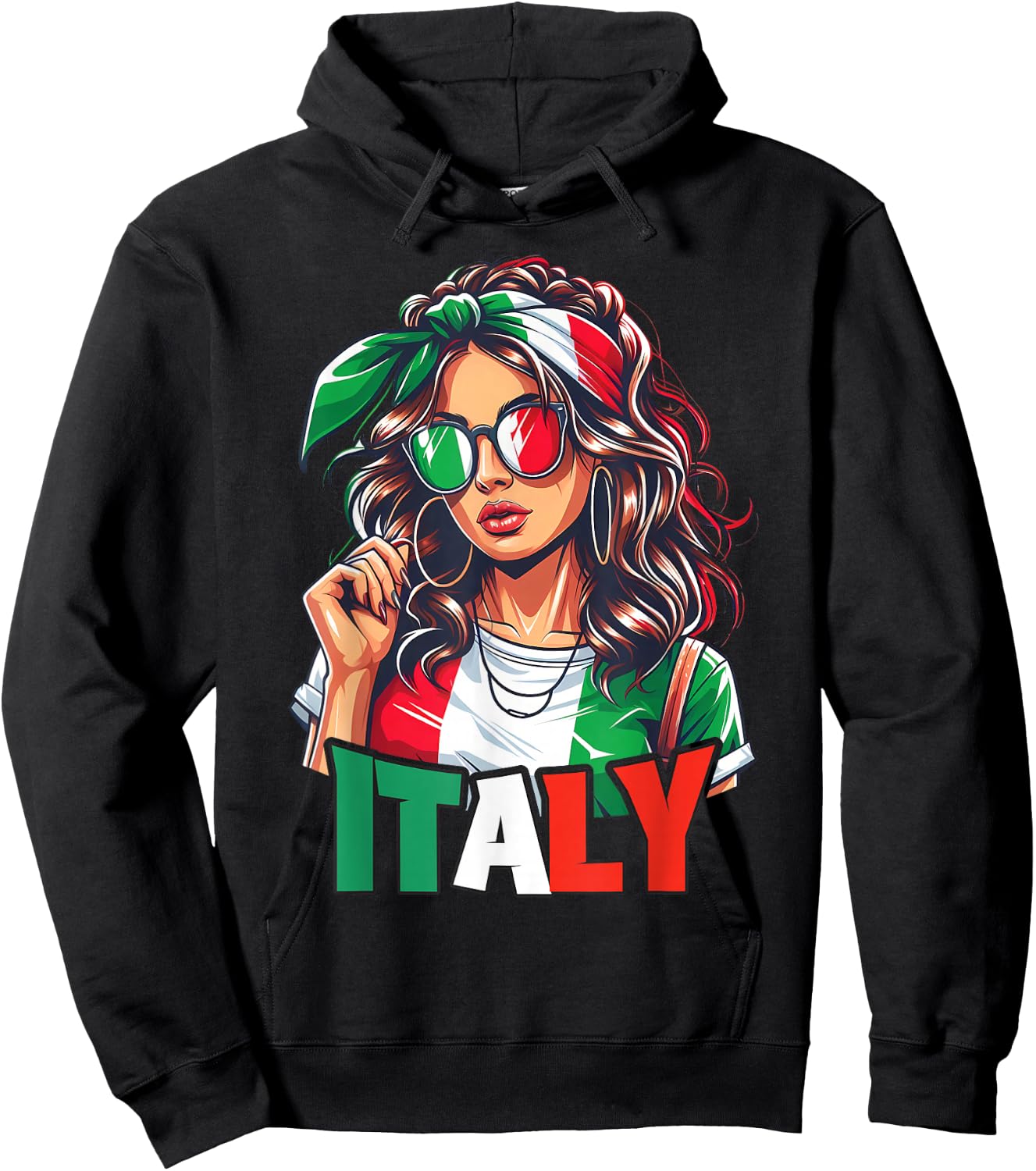 Italy Flag Woman Sunglasses Girls Italy & Italia , black Hoodie - Hoodie | Black
