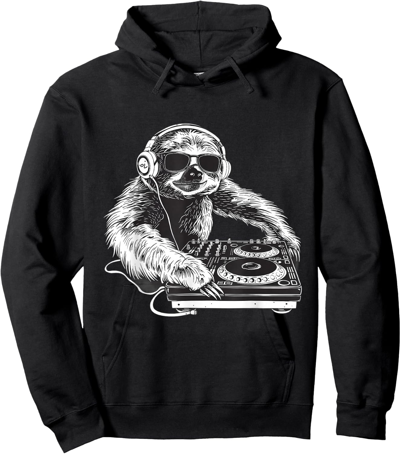 Sloth DJ Music Producer Turntable DJ Sloth House Techno EDM Hoodie - Hoodie | Black
