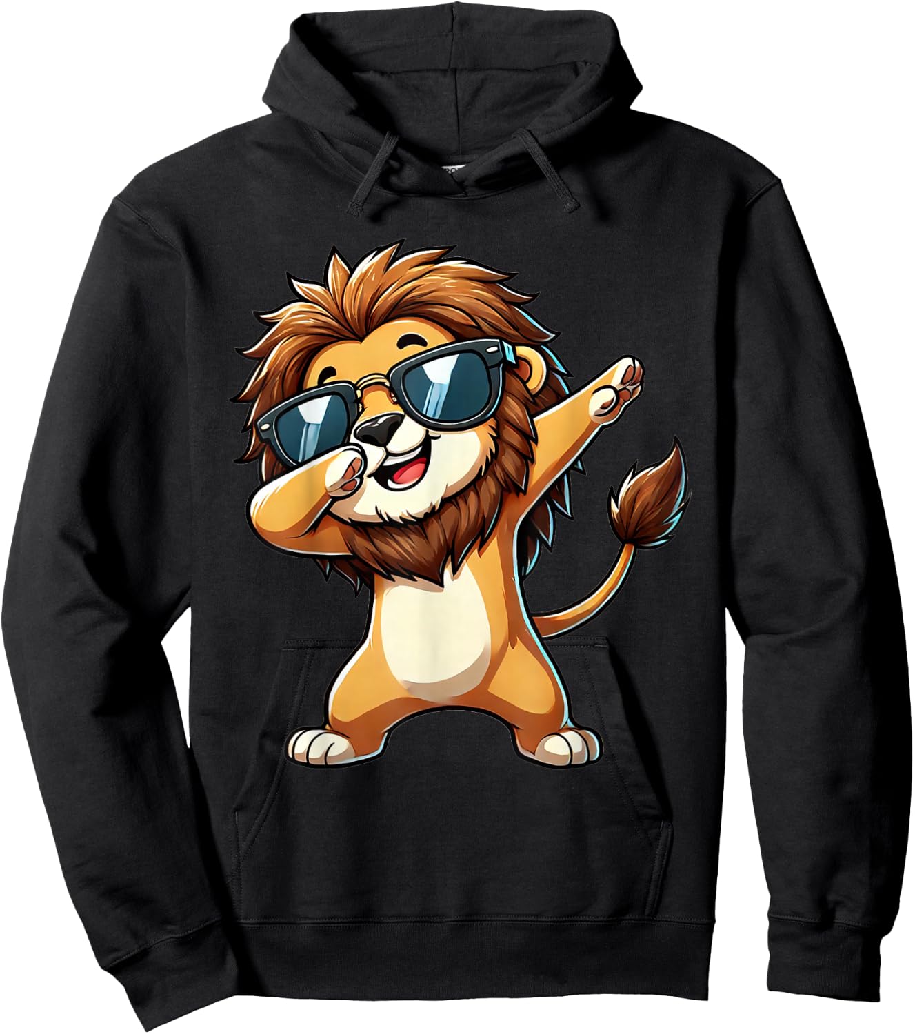 Lion Dabbing Cute Lion Dancing , black Hoodie - Hoodie | Black
