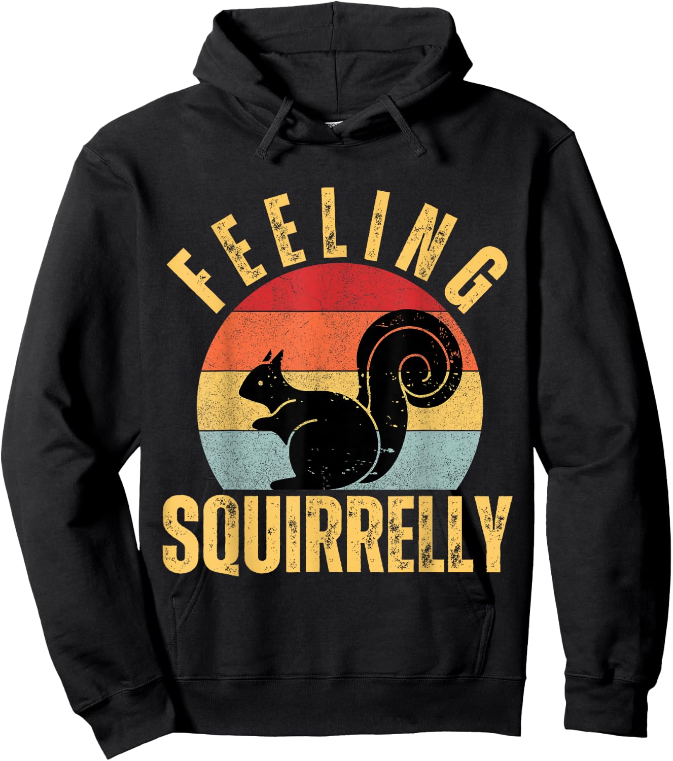 Feeling Squirrelly retro Sunset Squirrel Lover Hoodie - Hoodie | Black