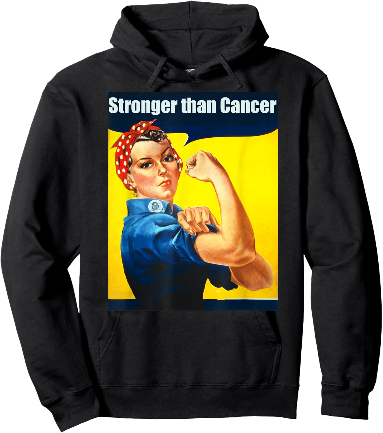 Rosie the Riveter Stronger Than Cancer Survivor Hoodie - Hoodie | Black