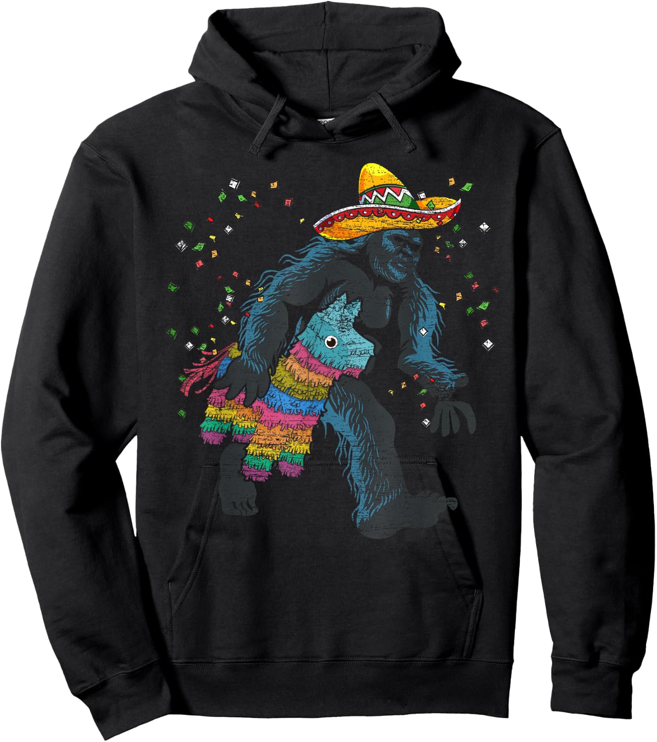Bigfoot Mexican Pinata Sasquatch Fiesta Funny Cinco De Mayo Hoodie - Hoodie | Black