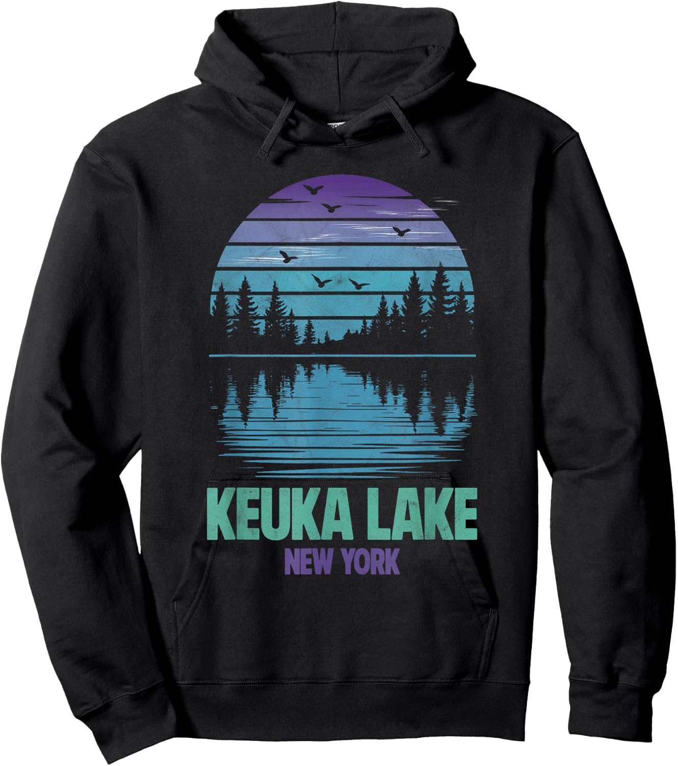 Keuka Lake New York Outdoors Vintage Hoodie - Hoodie | Black