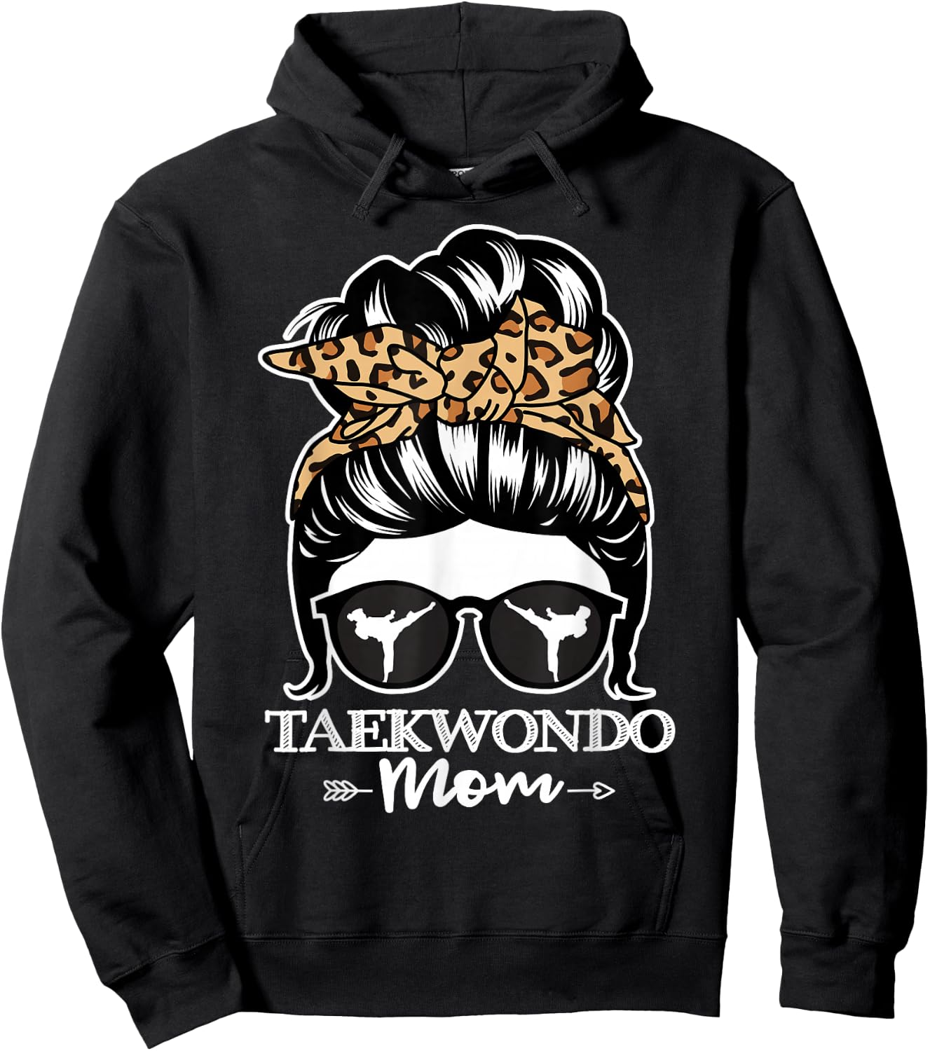 Taekwondo Mom Messy Bun Hair Funny Taekwondo Athlete Mom Hoodie - Hoodie | Black