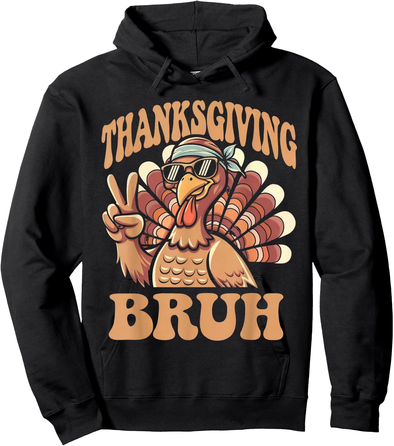Thanksgiving bruh funny turkey fall boys Hoodie - Hoodie | Black