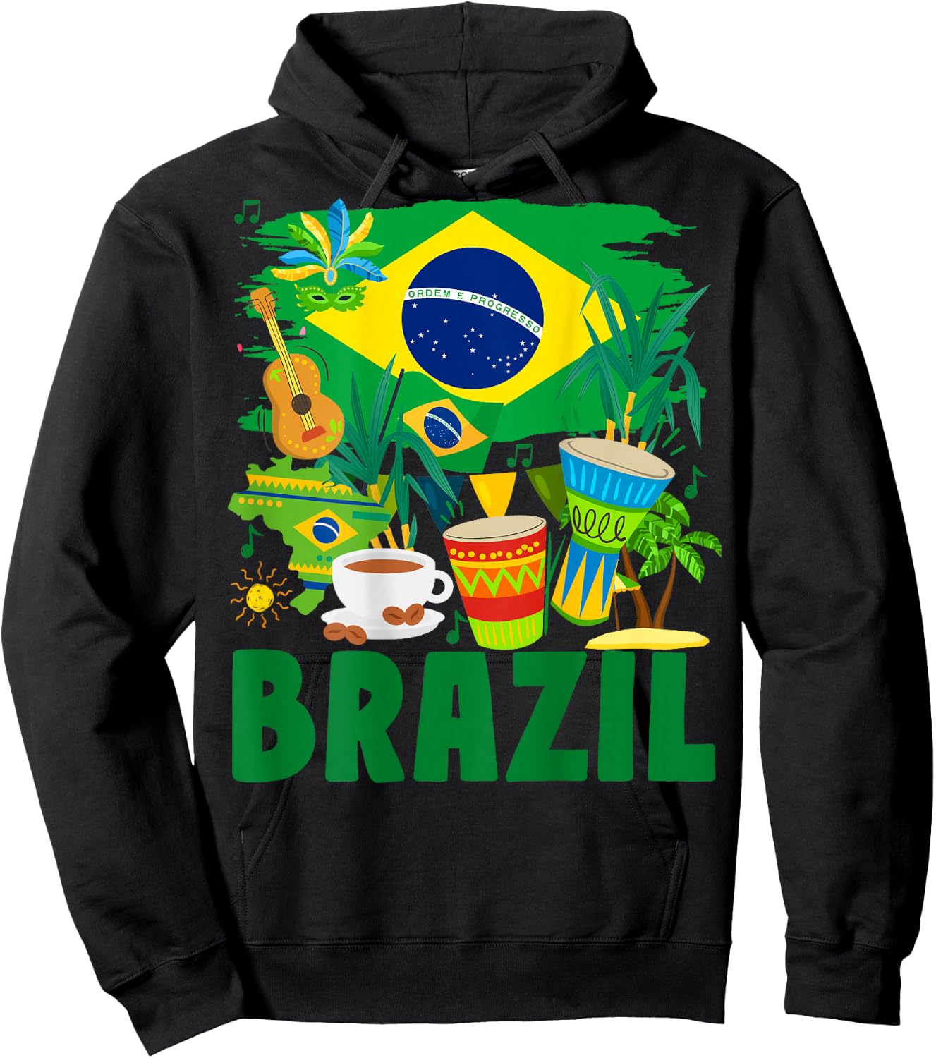 Brazil Flag Outfit Idea For Kids Brazil & Brazilian Flag Hoodie - Hoodie | Black