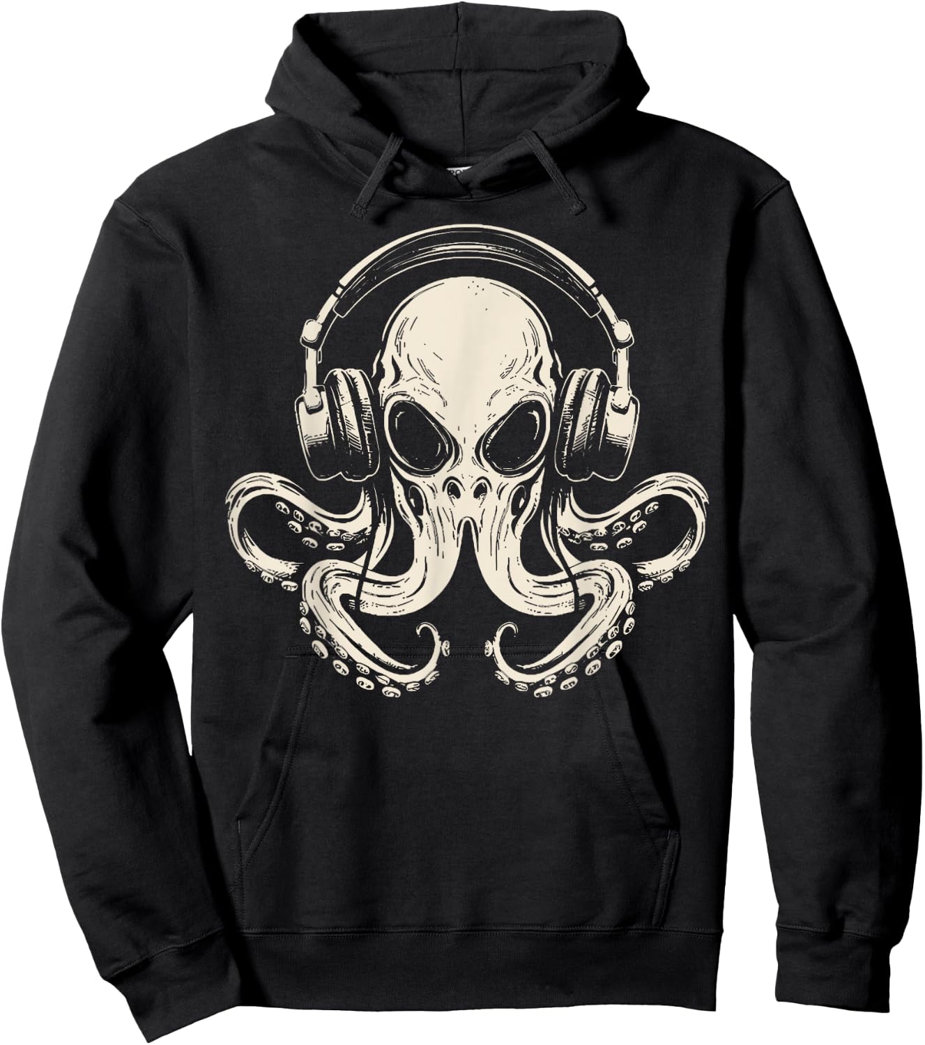 Octopus Musician Headphone Music Lover Octopus Kraken Ocean Hoodie - Hoodie | Black
