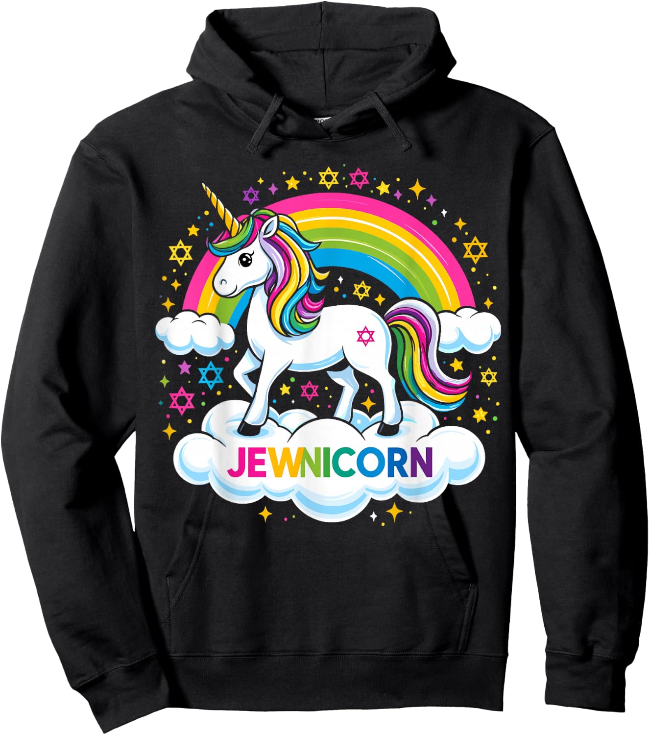 Hanukkah Jewnicorn Funny Jewish Unicorn Hoodie - Hoodie | Black