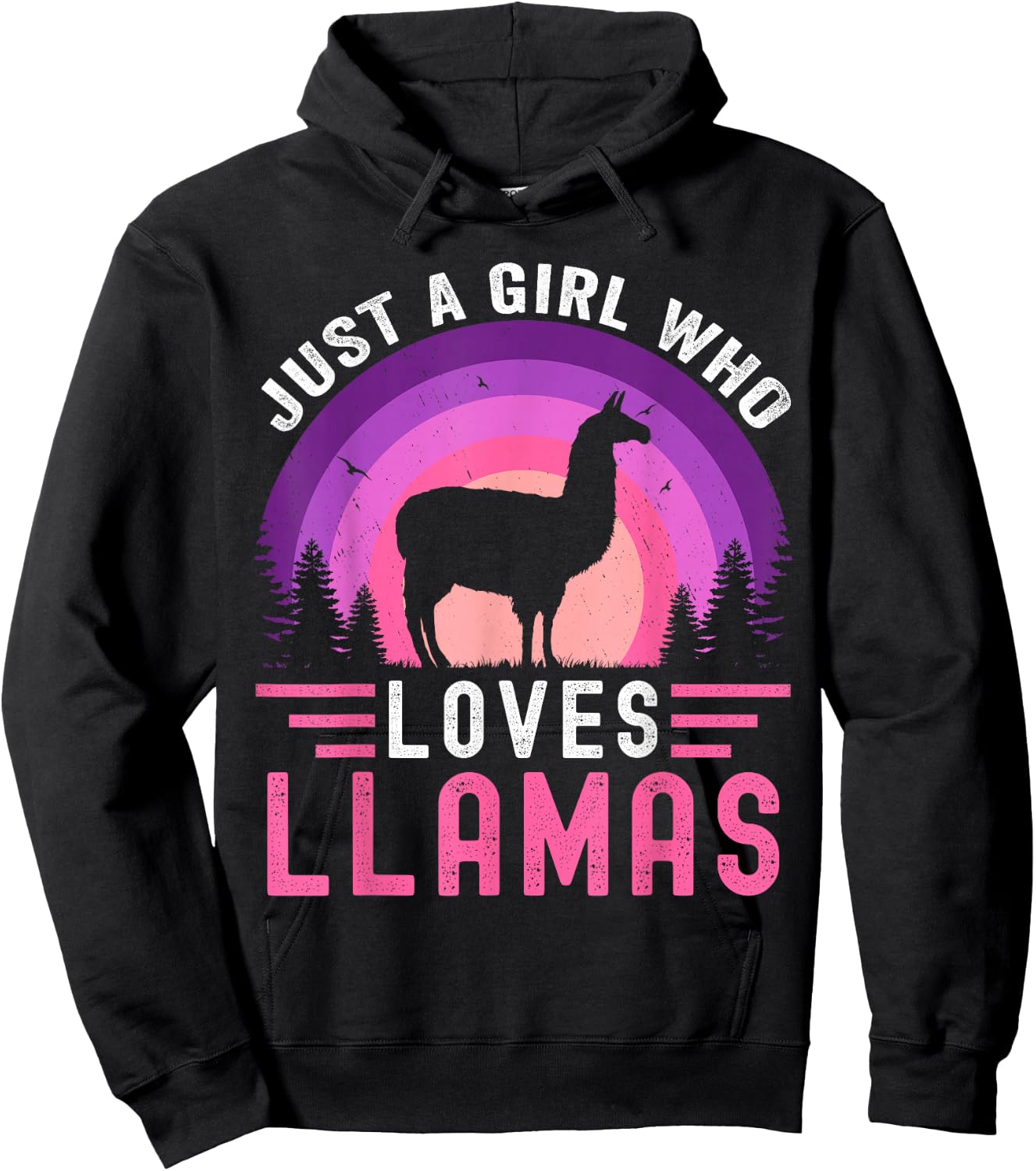 Just A Girl Who Loves Llamas Retro Vintage alpaca Llama Hoodie - Hoodie | Black