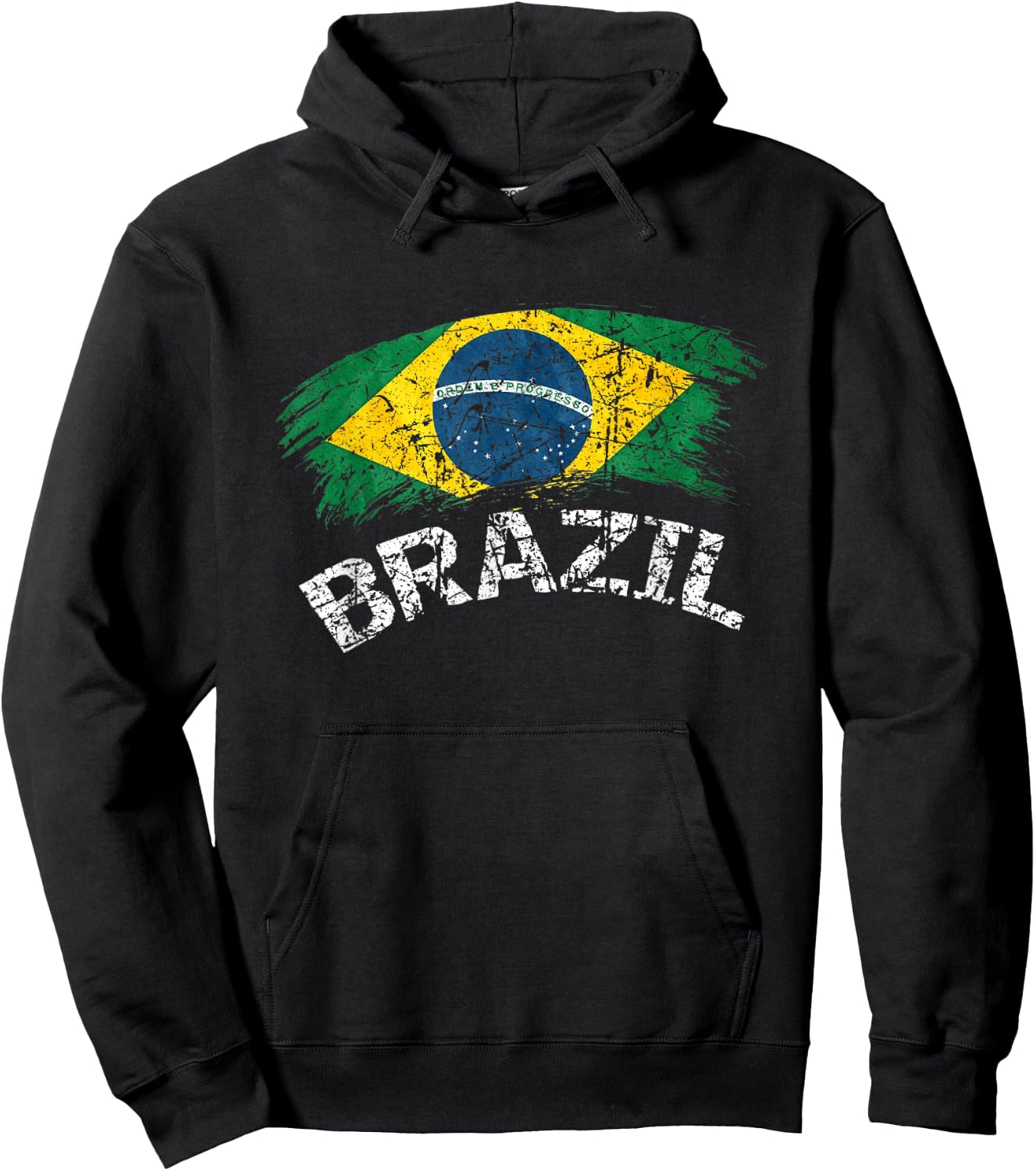 Flag Of Brazil Distressed Latin Men Women Kids Brazilian Hoodie - Hoodie | Black