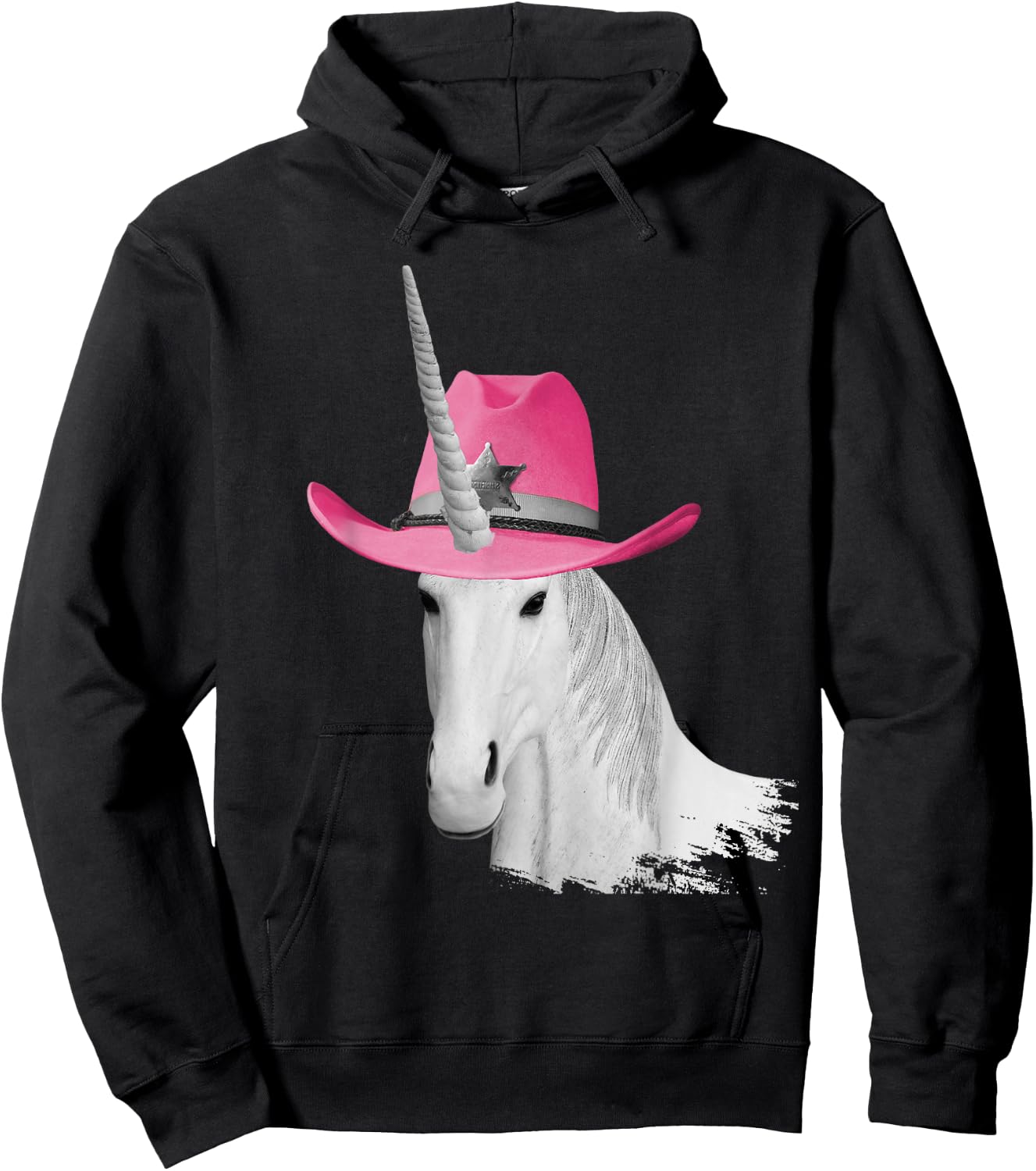 Unicorn Wearing Pink Cowboy Hat Cowgirl Hoodie - Hoodie | Black
