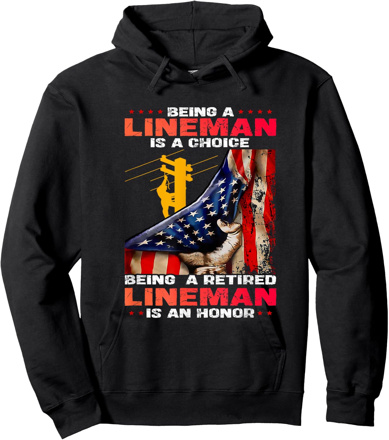 Being A Lineman Is A Choice Being A Retired Lineman Hoodie - Hoodie | Black