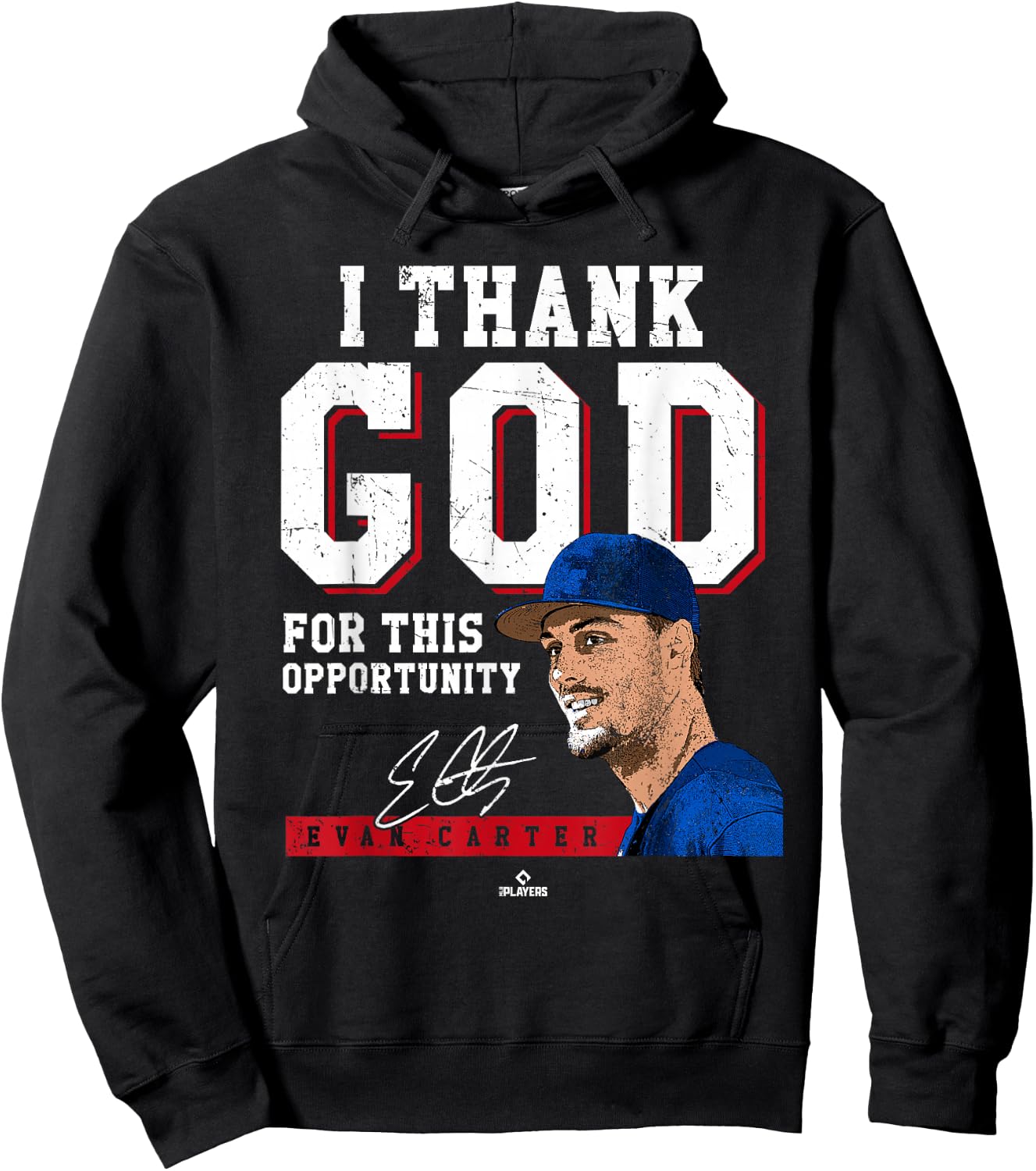 I Thank God for This Opportunity Evan Carter Texas MLBPA Hoodie - Hoodie | Black