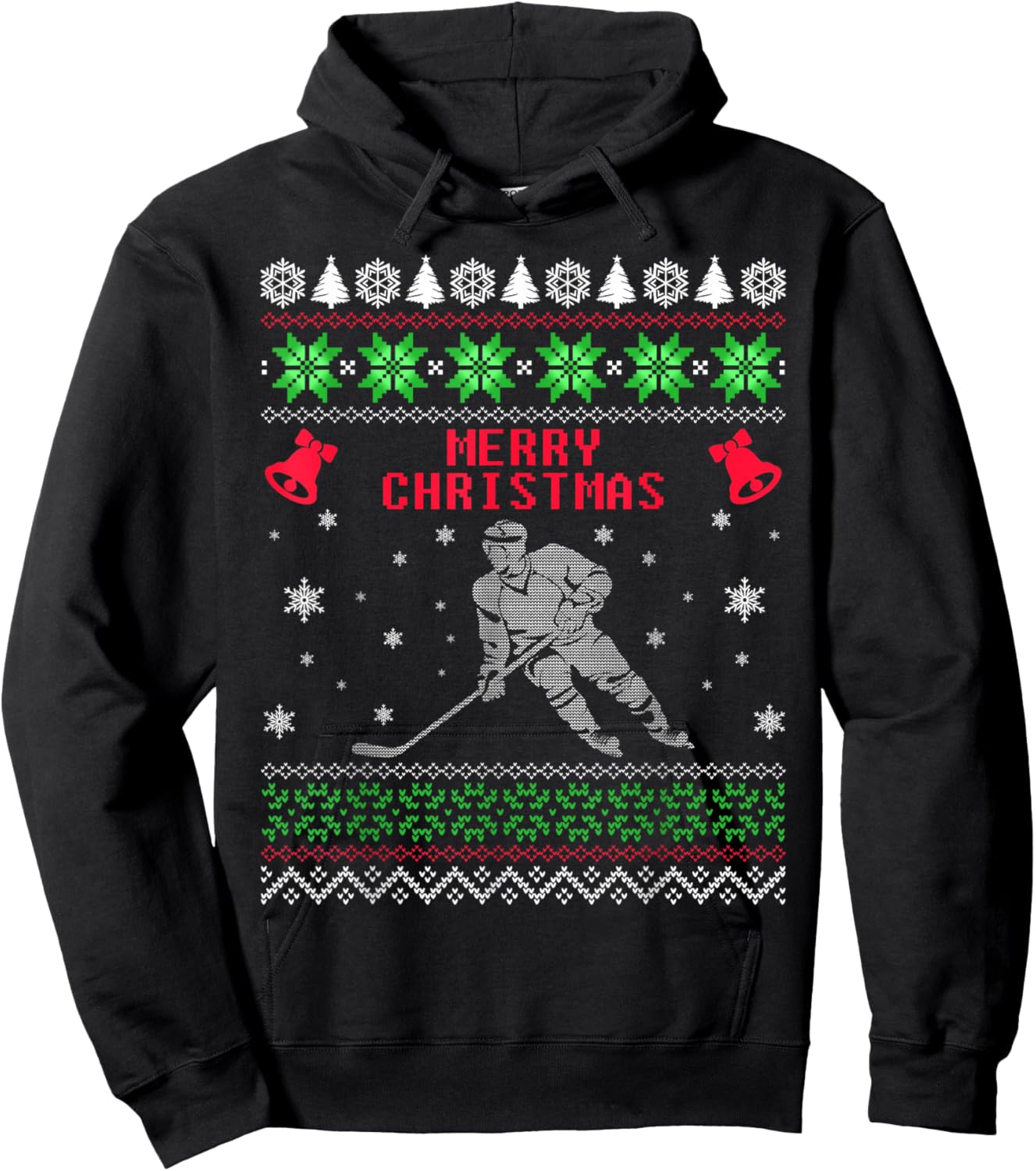 Hockey Ugly Christmas Sweater , Funny Men Women Gift Hoodie - Hoodie | Black