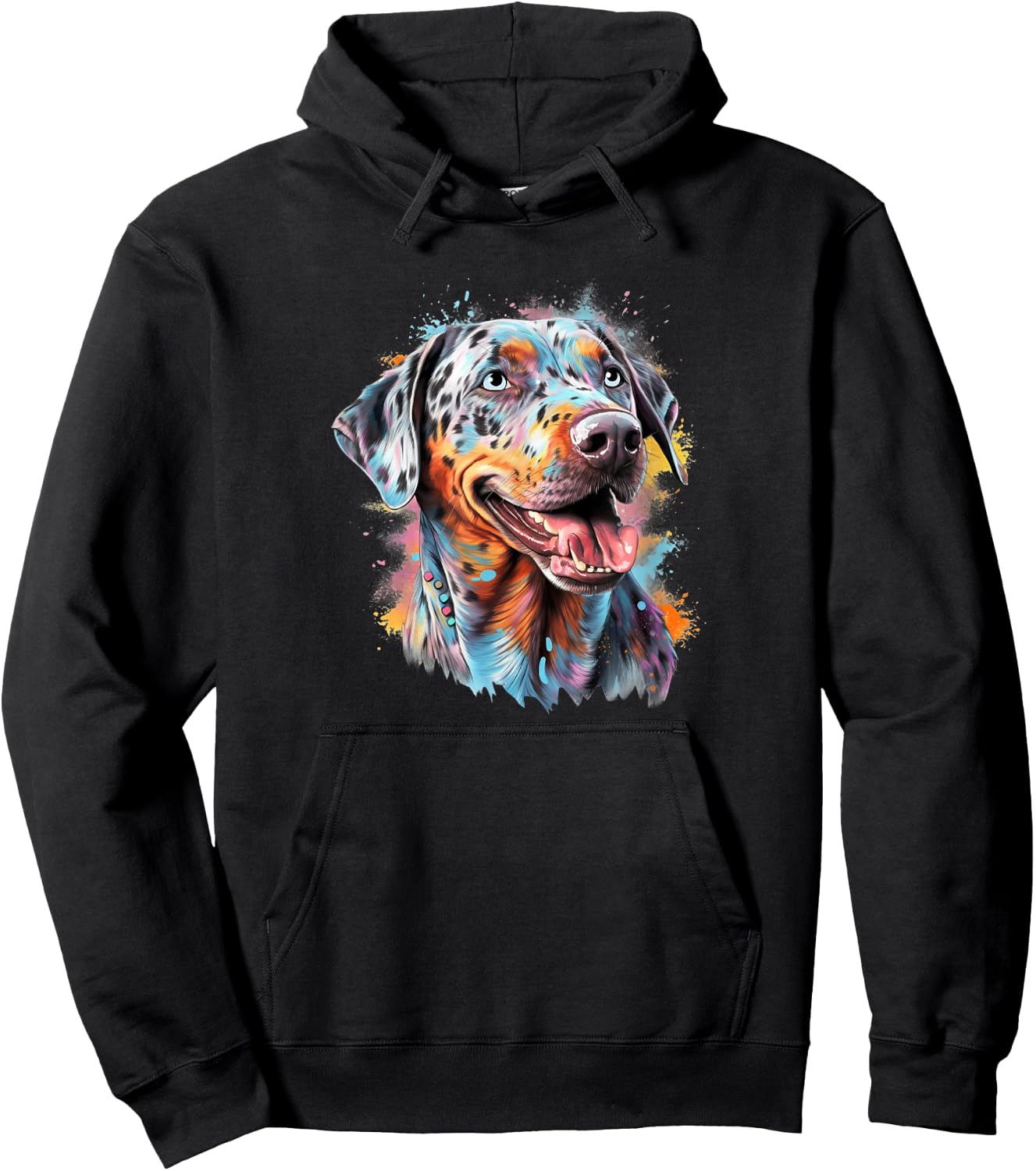 Cute Colorful Watercolor Paint Girls Catahoula Lover Hoodie - Hoodie | Black