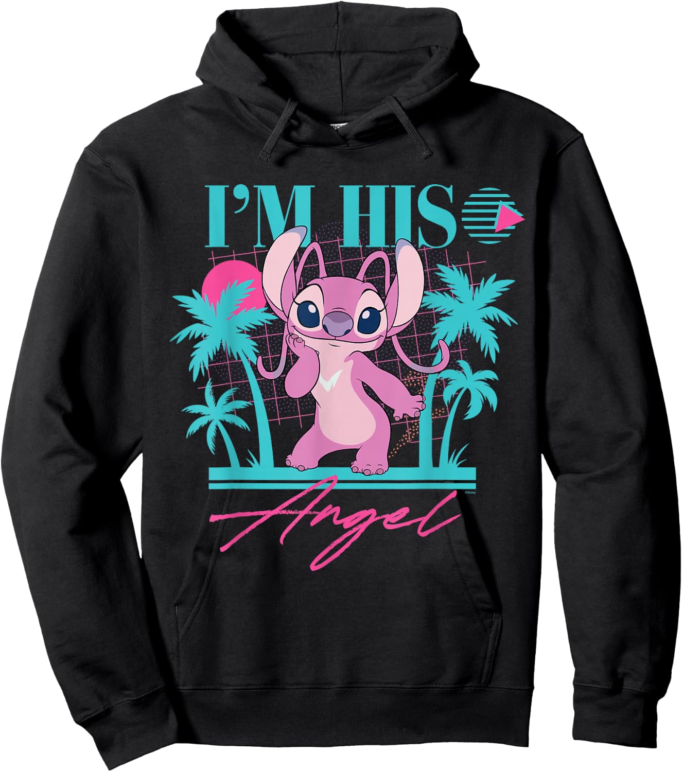 Disney Stitch Retro '90s Couples Matching I'm His Angel , Black, S Hoodie - Hoodie | Black