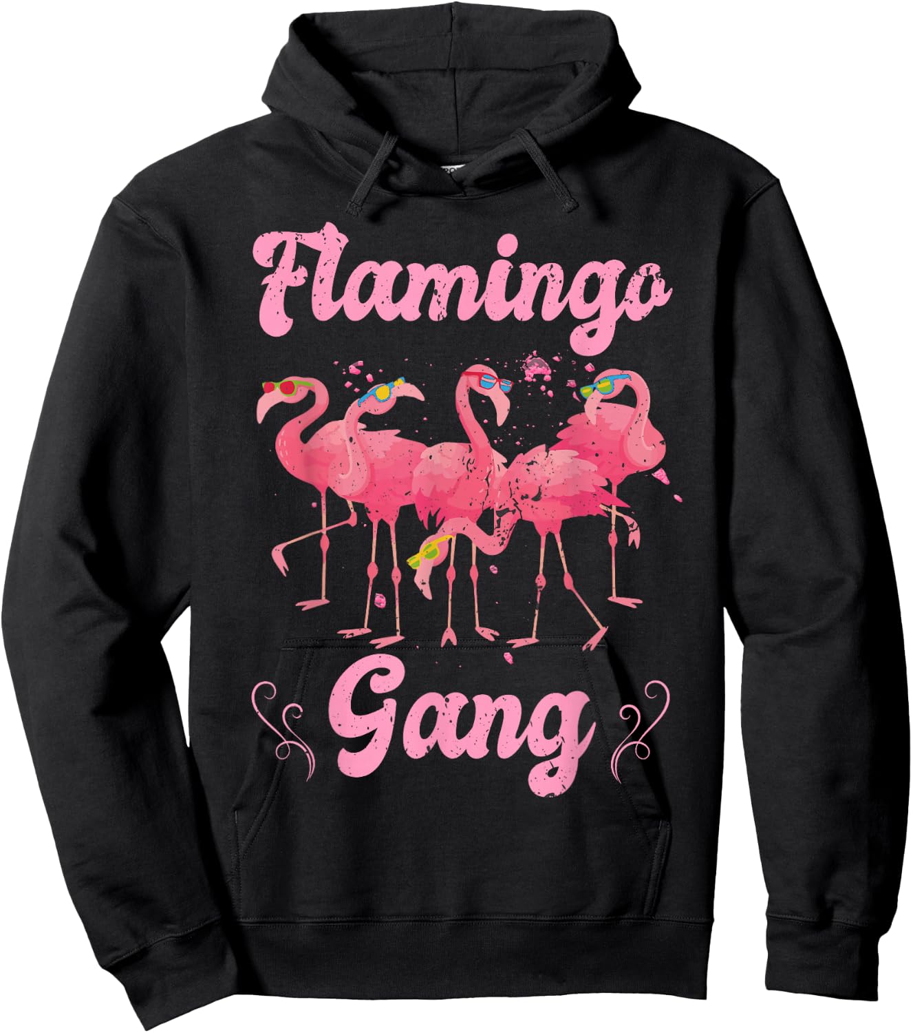 Flamingo Gang Squad Junggesellinnenabschied Brautparty Distressed Hoodie - Hoodie | Black