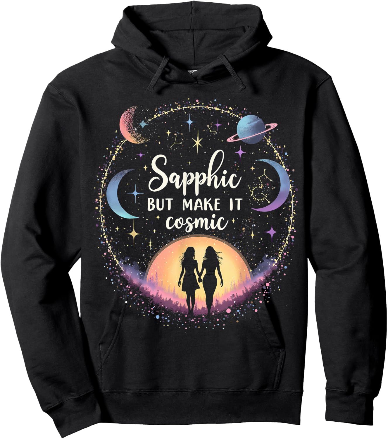 Subtle Lesbian Sapphic But Make It Cosmic Hoodie - Hoodie | Black