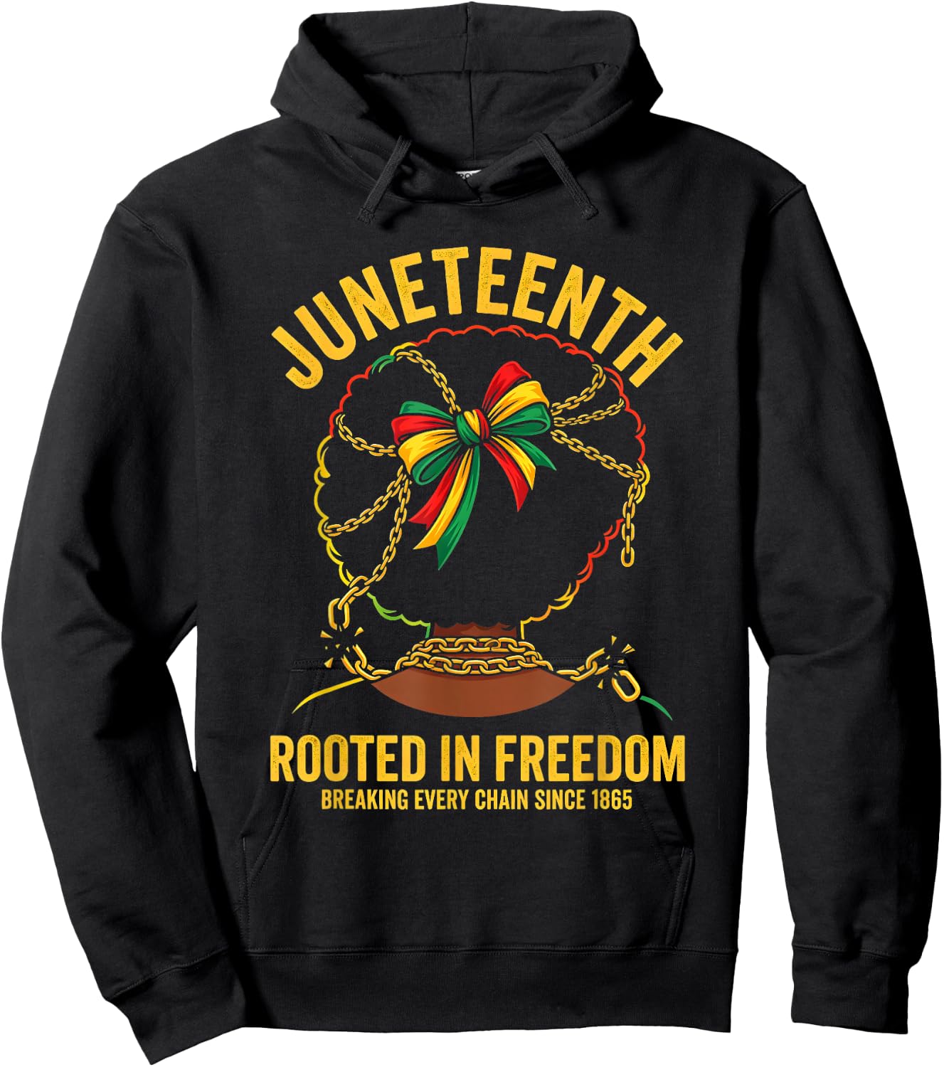 Juneteenth Rooted in Freedom Afro Girls Coquette Bow 1865 Hoodie - Hoodie | Black