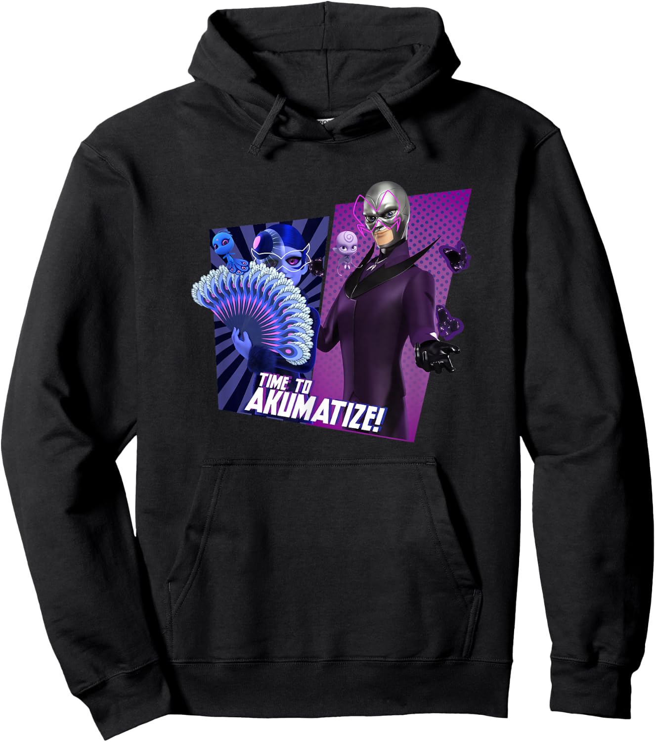 Miraculous Ladybug Hawk Moth and Mayura Time To Akumatize Hoodie - Hoodie | Black