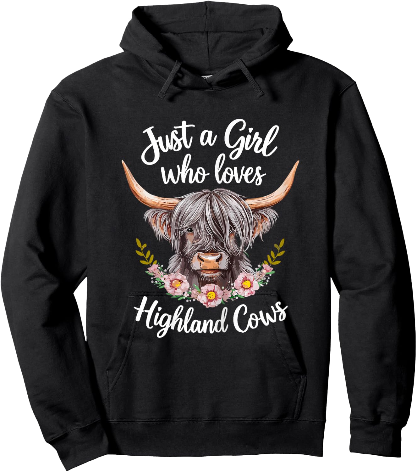 Scottish Cow Just a Girl Who Loves Highland Cows Hoodie - Hoodie | Black