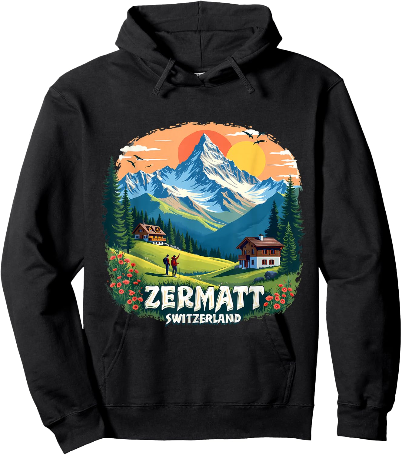 Zermatt Switzerland Alpine Adventure Hoodie - Hoodie | Black