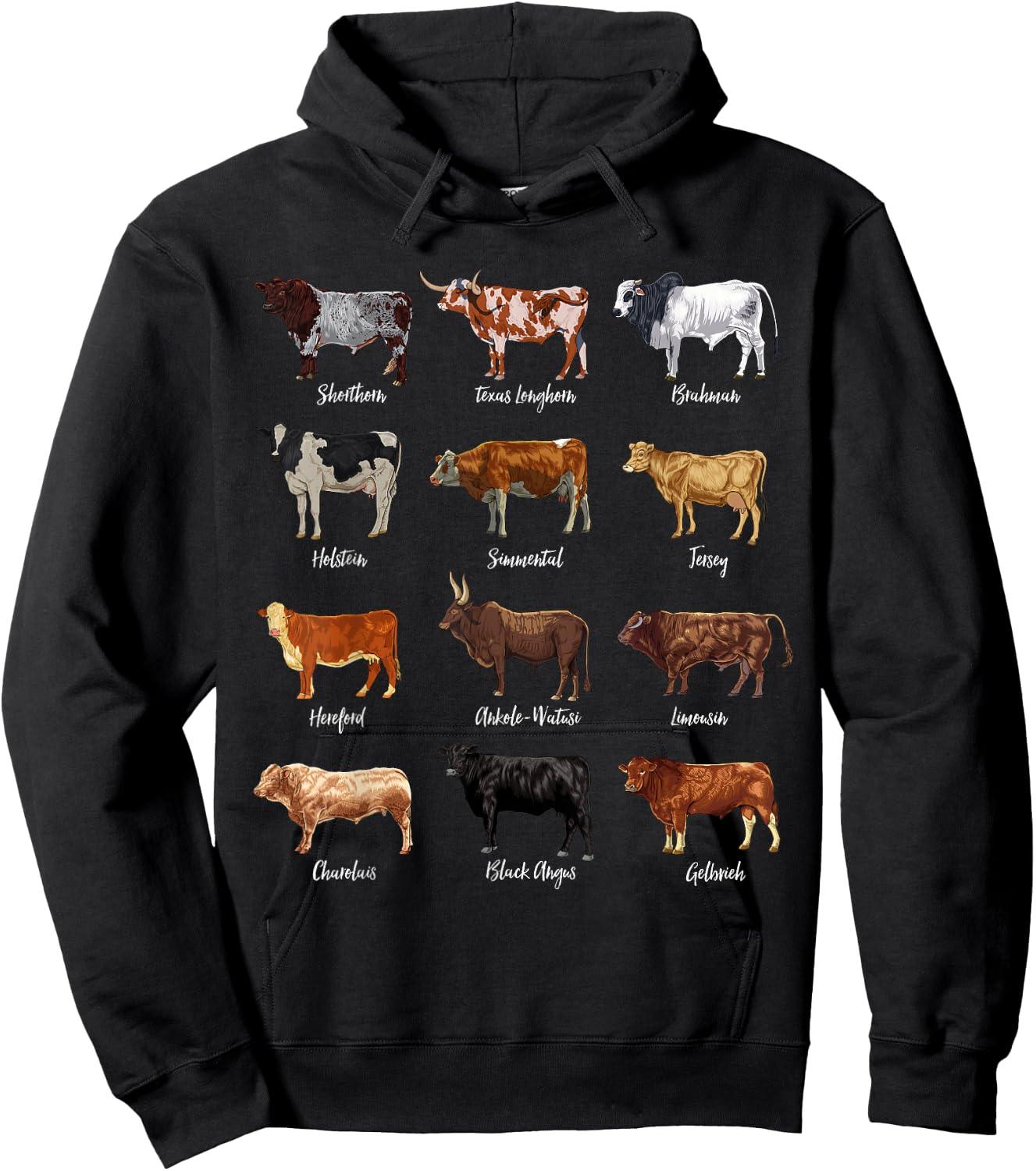 Cow Design with Cow Design, black Hoodie - Hoodie | Black