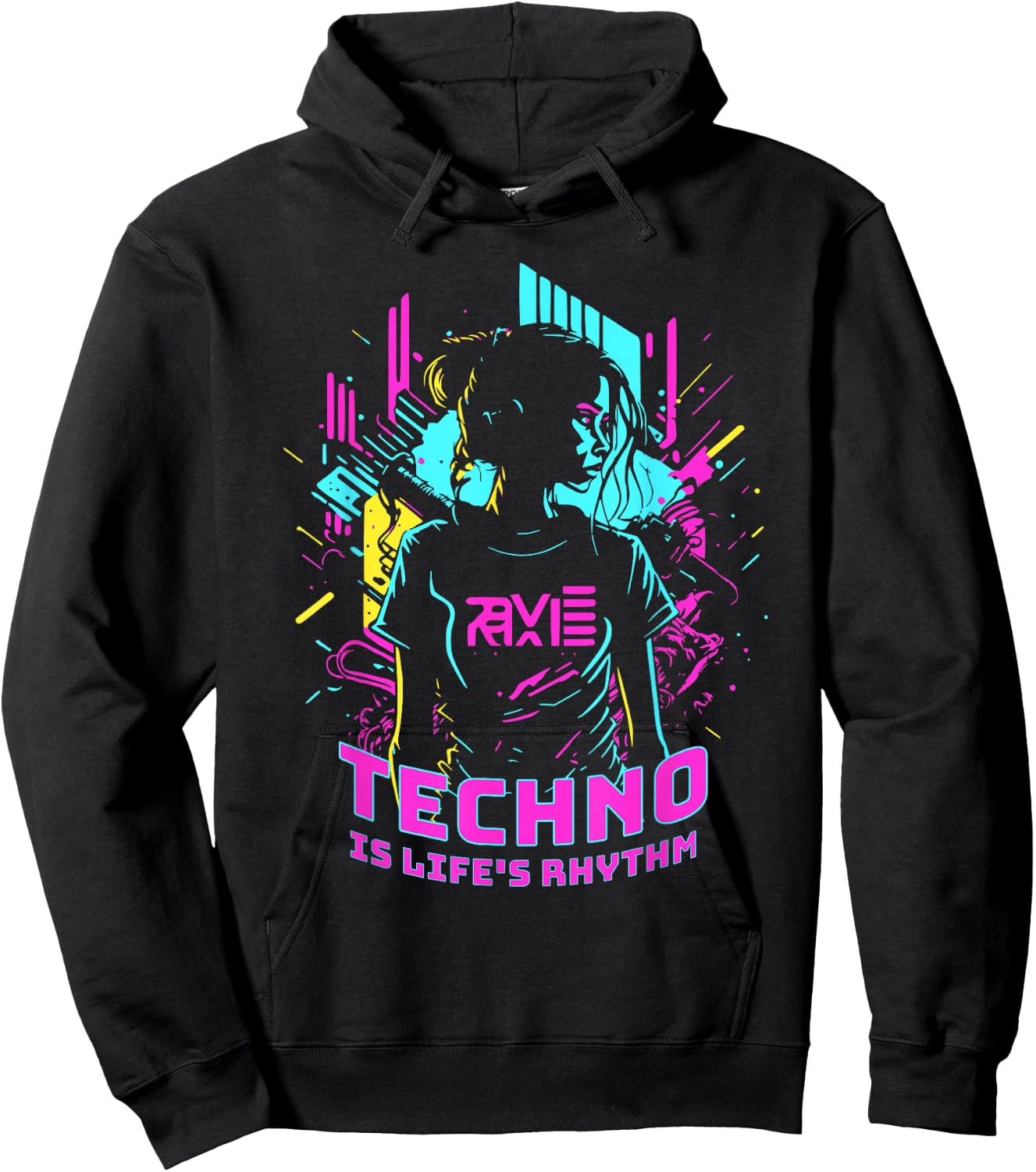 Techno Is Life's Rhythm , black Hoodie - Hoodie | Black