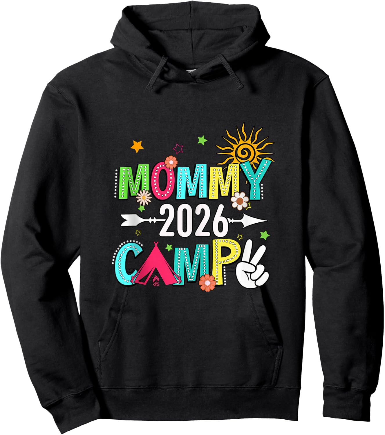 Mommy Camp 2026 Family Vacation Summer Camping Crew Kids Hoodie - Hoodie | Black