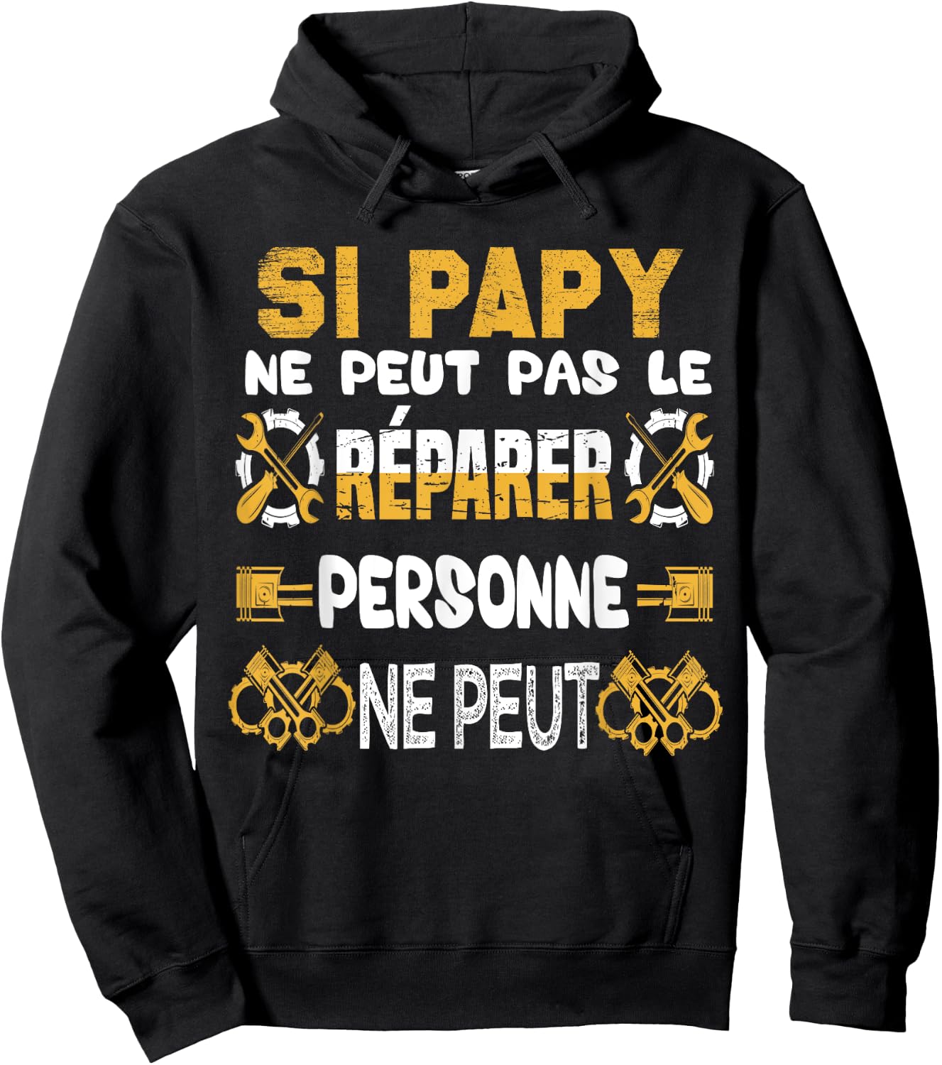 Gift Grandpa Si Papy Can't Repair It , Black, S Hoodie - Hoodie | Black