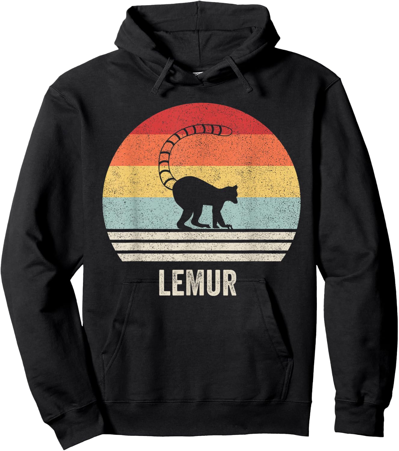 Retro Lemur Shirt Animal Lover Gift Vintage Funny Hoodie - Hoodie | Black