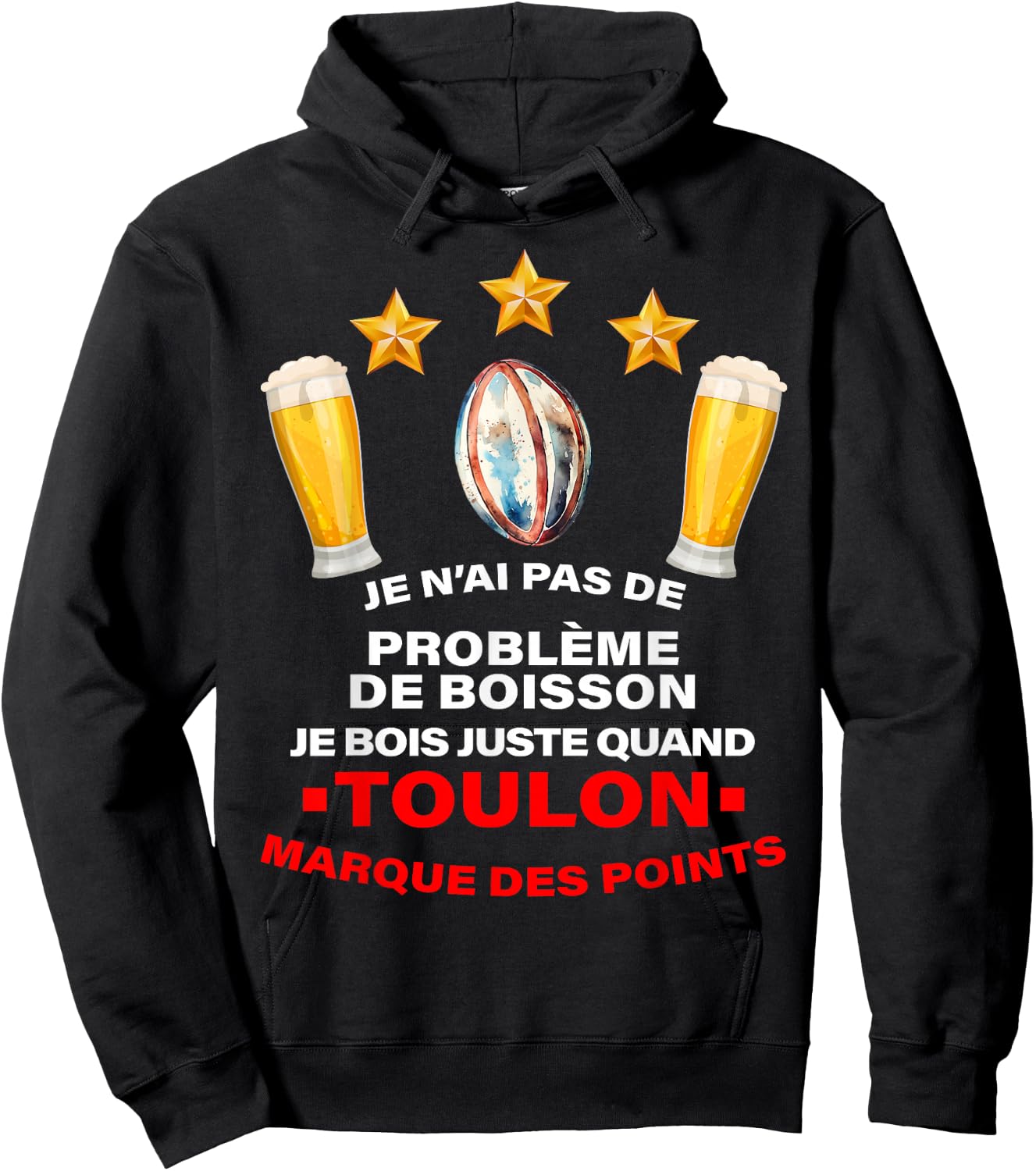 Supporter Rugby Toulon Humour Aperitif Third Half , Black, S Hoodie - Hoodie | Black
