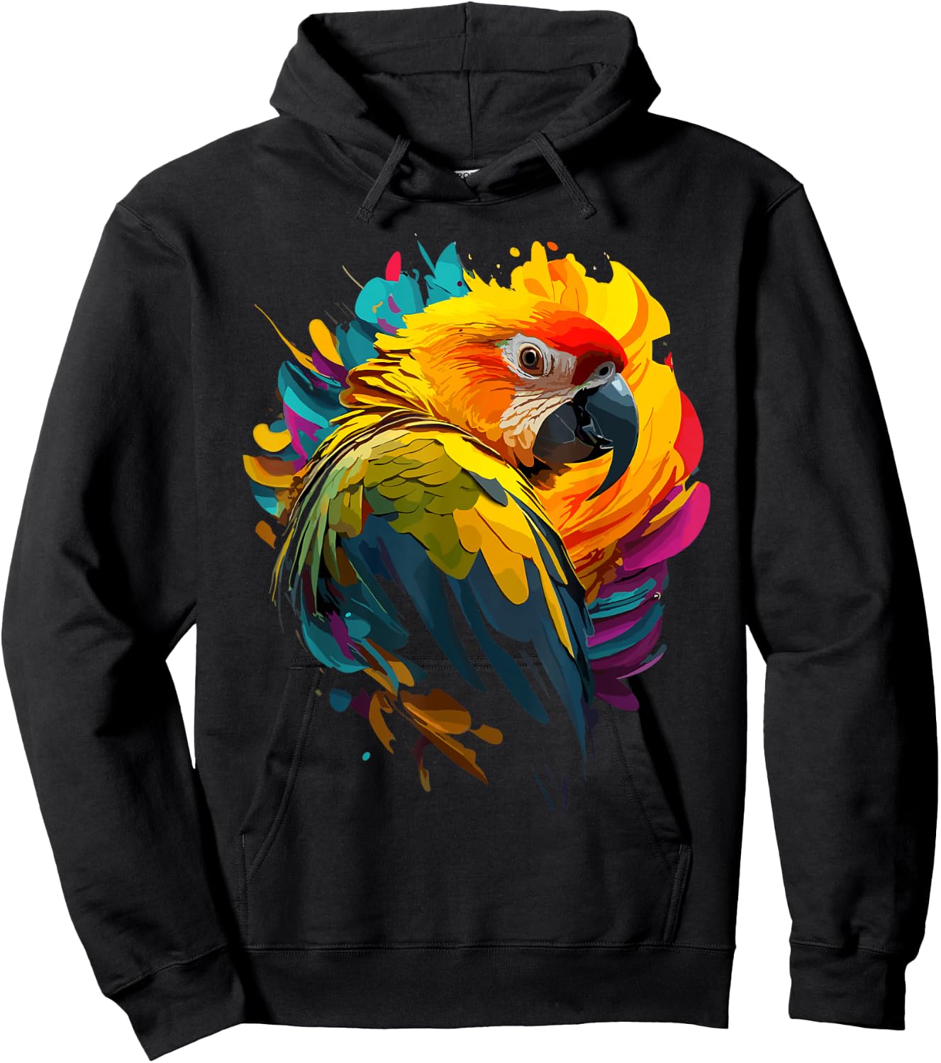 Watercolour Parrot , Kids - Colourful Macaw Parrot Hoodie - Hoodie | Black
