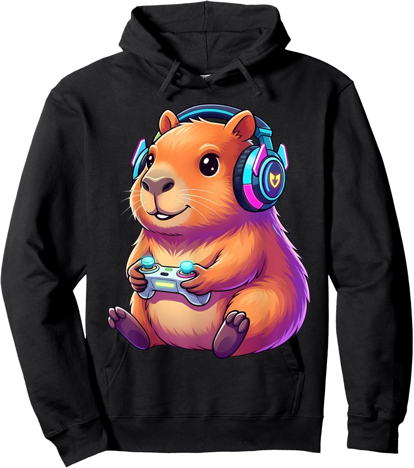 Drôle de Capybara Gamer Mignon Jeu Vidéo Capybara Animal Design Hoodie - Hoodie | Black