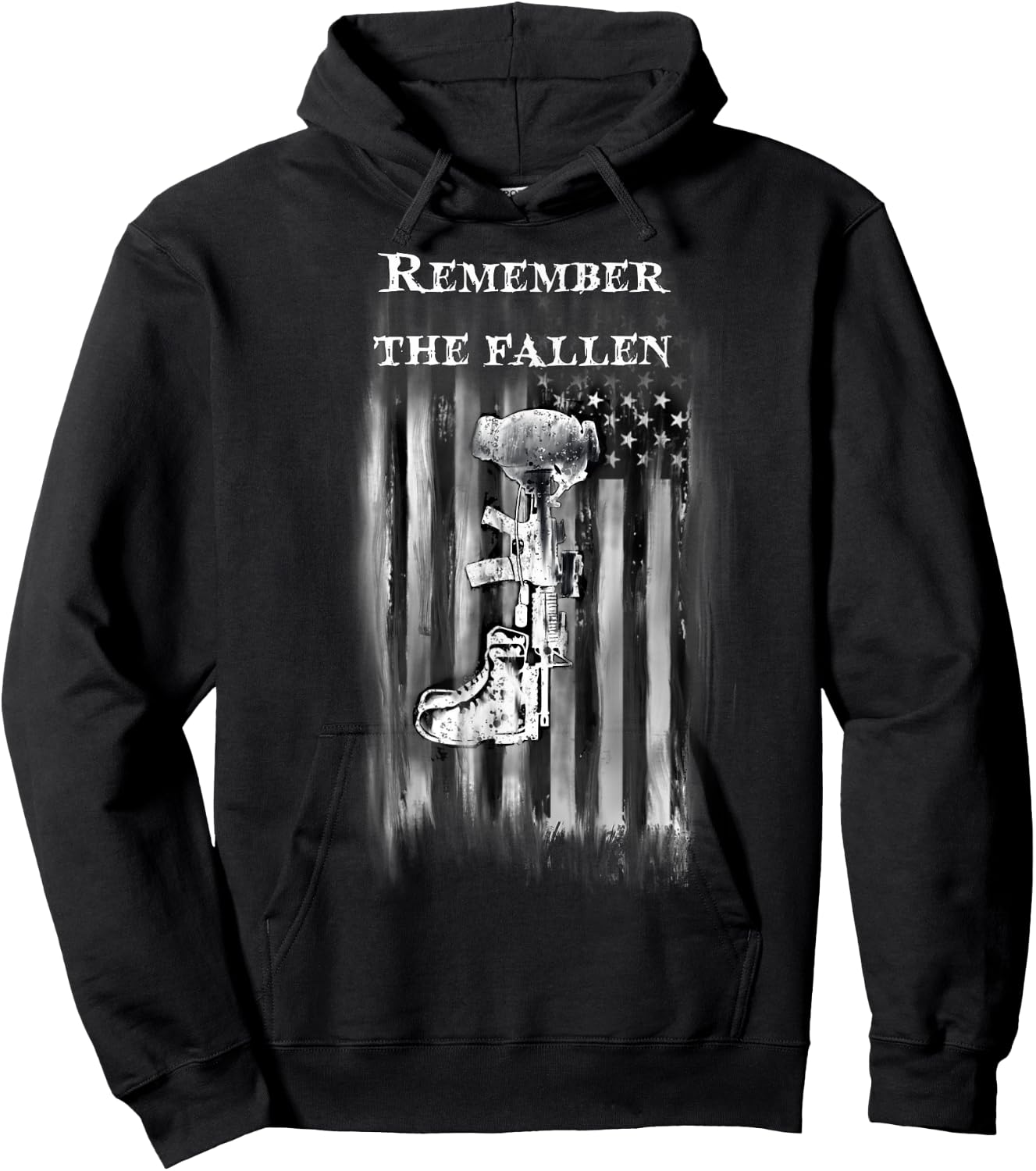 USA fallen soldier battle cross flag warrior shirt Hoodie - Hoodie | Black