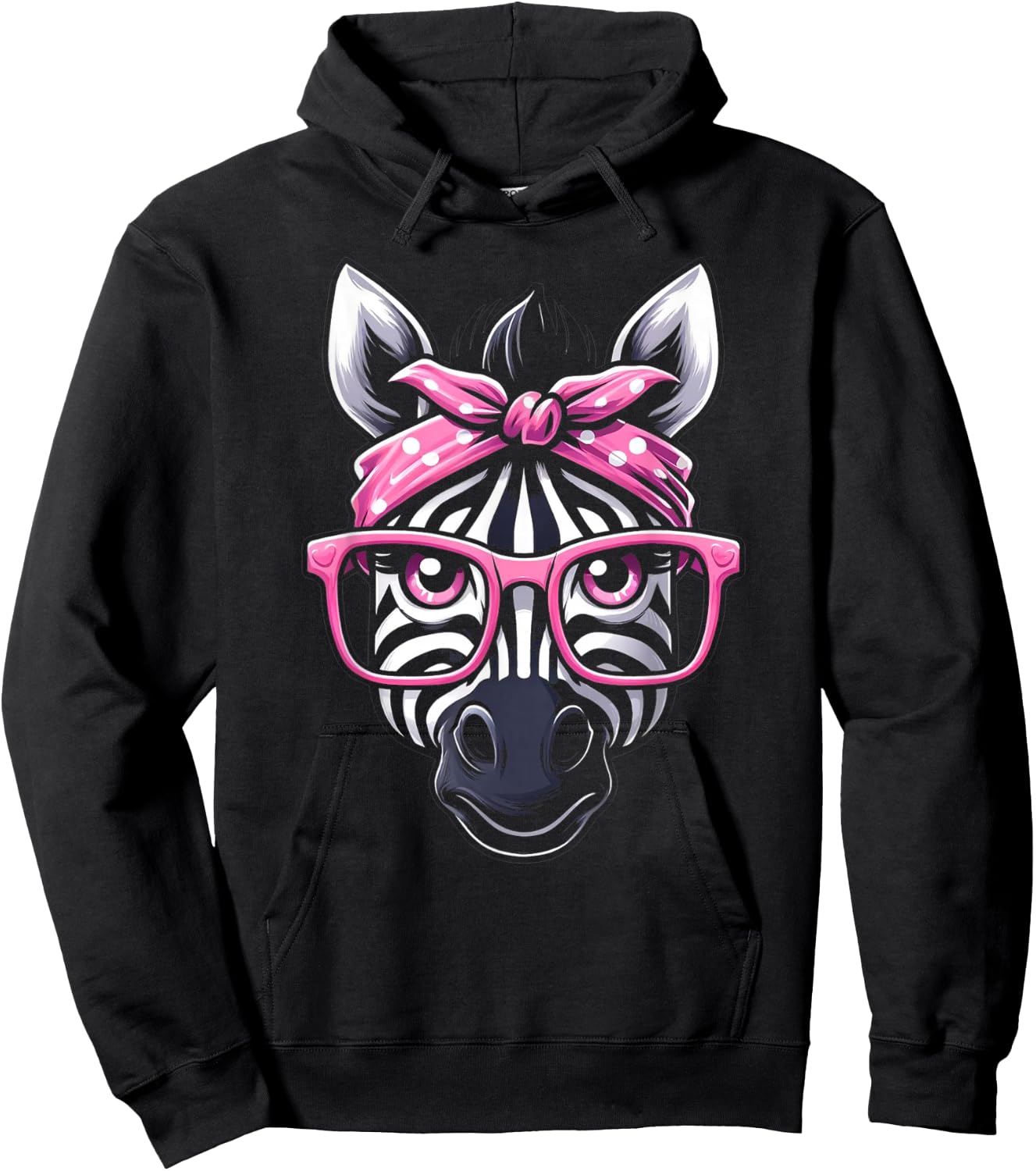 Zebra Pink Bandana Glasses Hoodie - Hoodie | Black