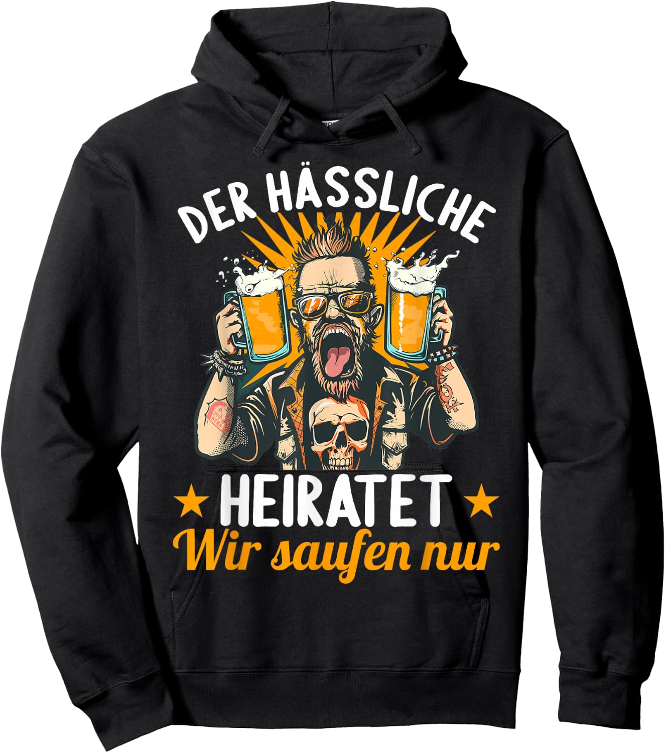 der Hässliche heiratet wir saufen JGA Junggesellenabschied Hoodie - Hoodie | Black