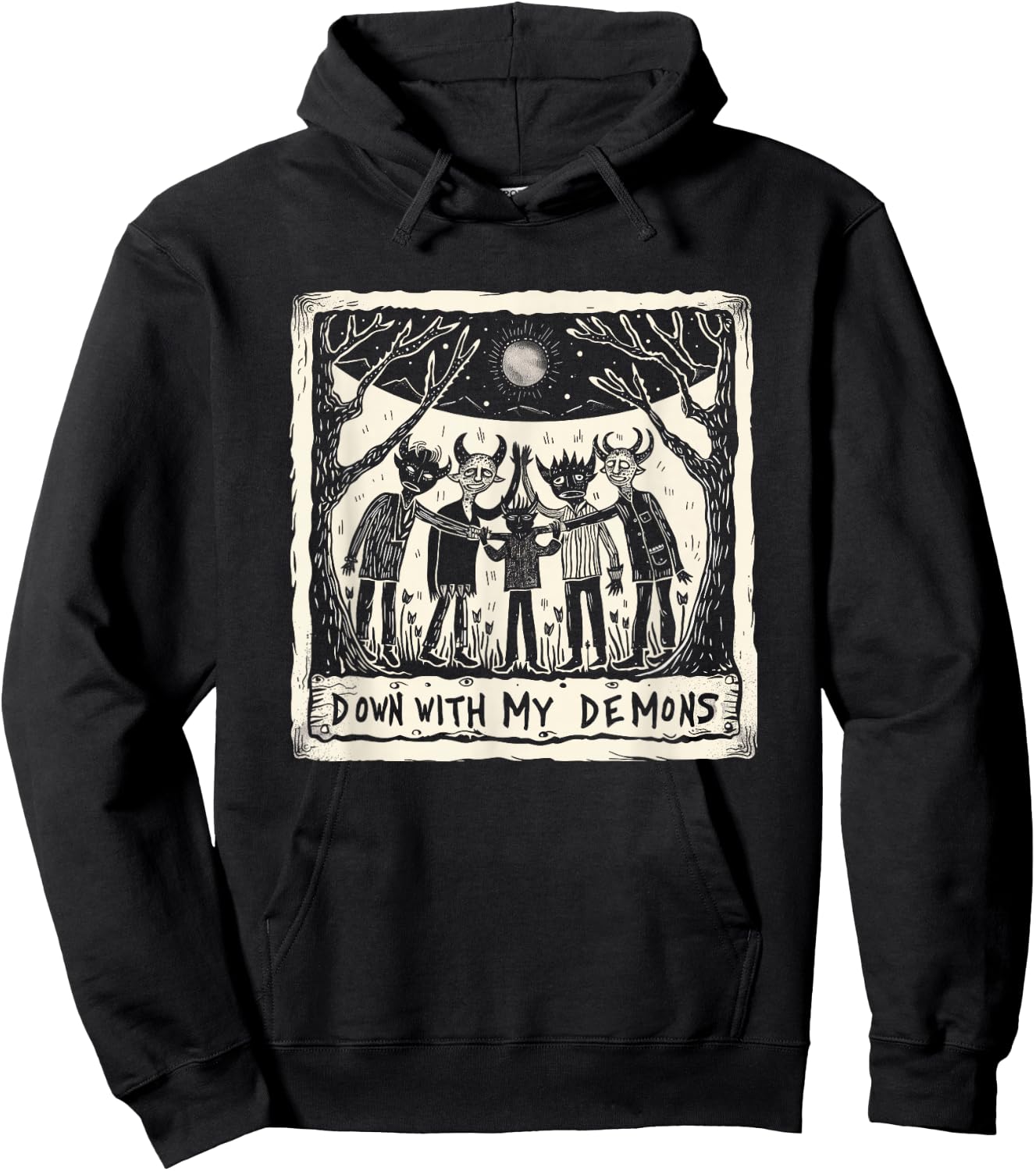 Down With My Demons Occult Gothic Witchcraft Horror Punk Hoodie - Hoodie | Black