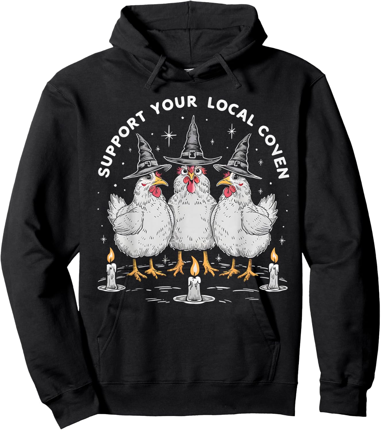 Support Your Local Coven Funny Farm Witch Chicken Halloween Hoodie - Hoodie | Black