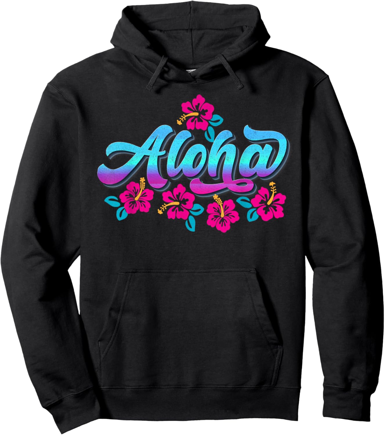 Aloha Retro Hibiscus Flowers Hawaiian Islands Hawaii Surfer , Black, S Hoodie - Hoodie | Black