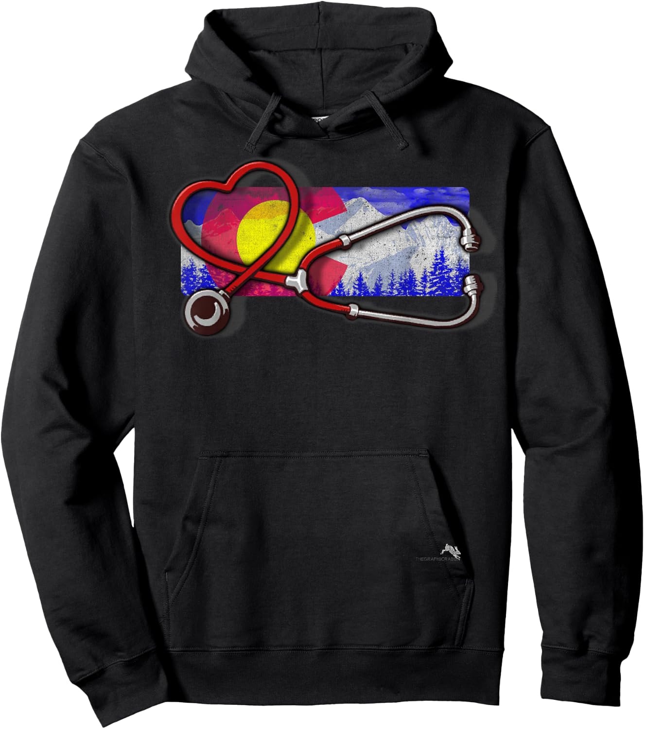 Colorado Nurse - Heart & Stethoscope Hoodie - Hoodie | Black