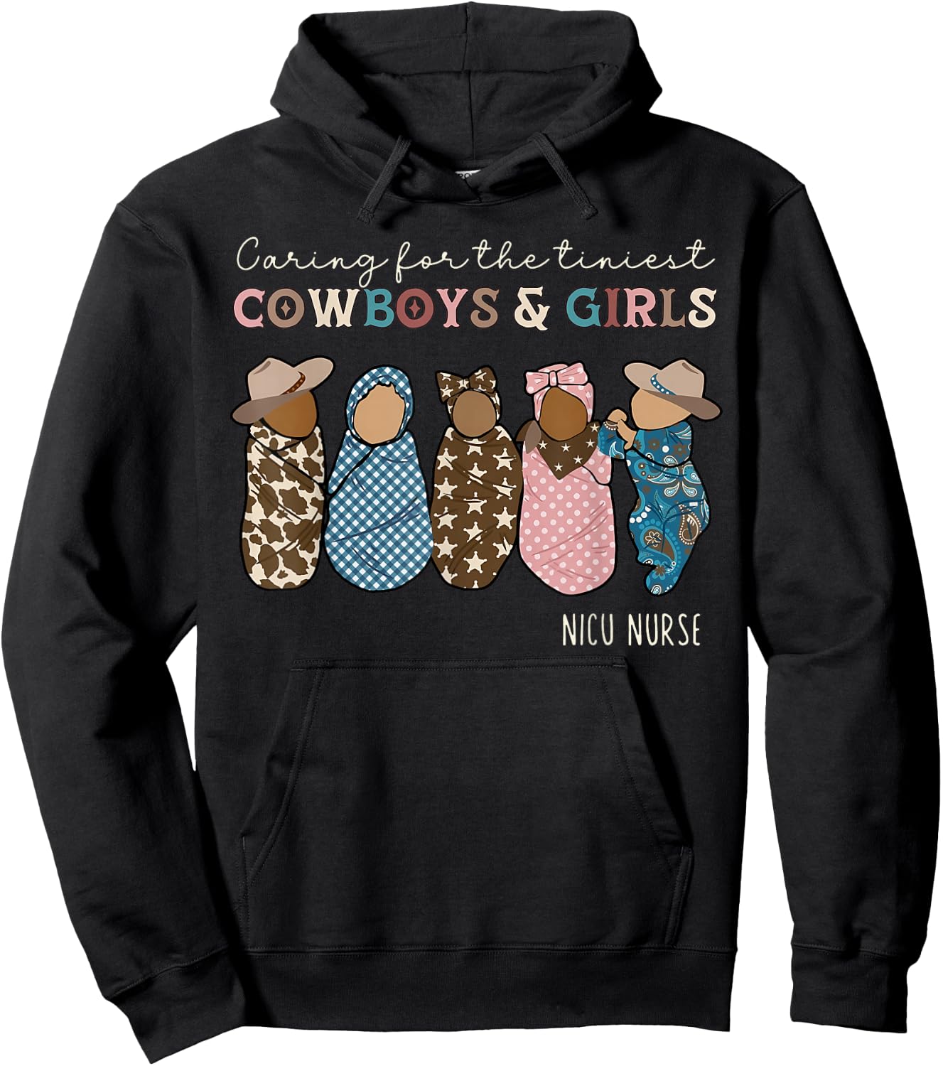 Western NICU Nurse Cowboys And Girls Baby Neonatal Nurse Hoodie - Hoodie | Black