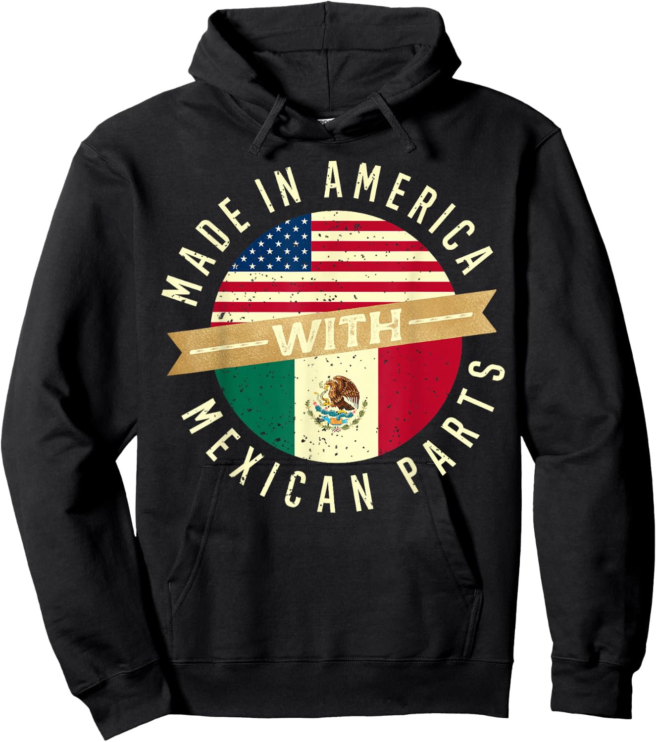 Made In America With Mexican Parts USA Mexico Flag Citizen Hoodie - Hoodie | Black