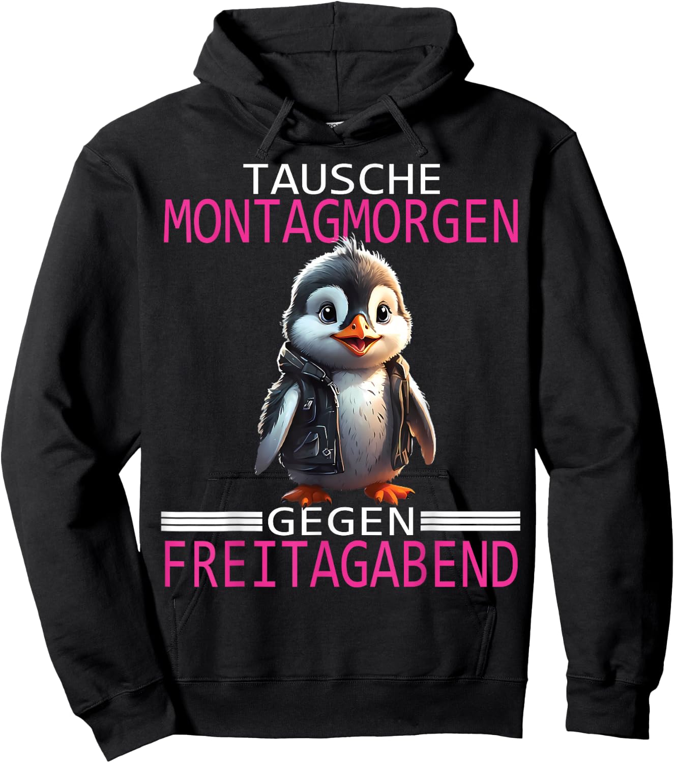 Arbeiten Witziger Lustiger Spruch Fun Sprüche süßes Pinguin Hoodie - Hoodie | Black