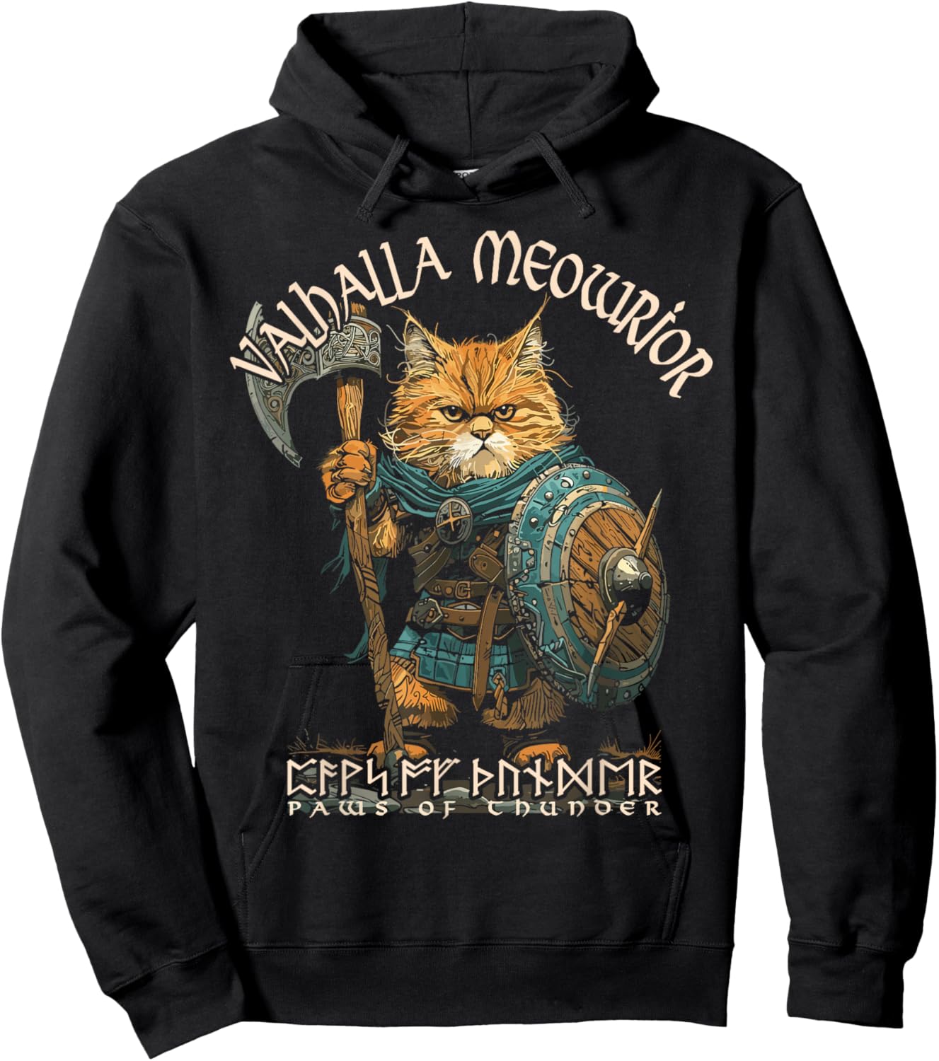 Nordic Norse Valhalla Viking Cat Warrior Men Kids Hoodie - Hoodie | Black