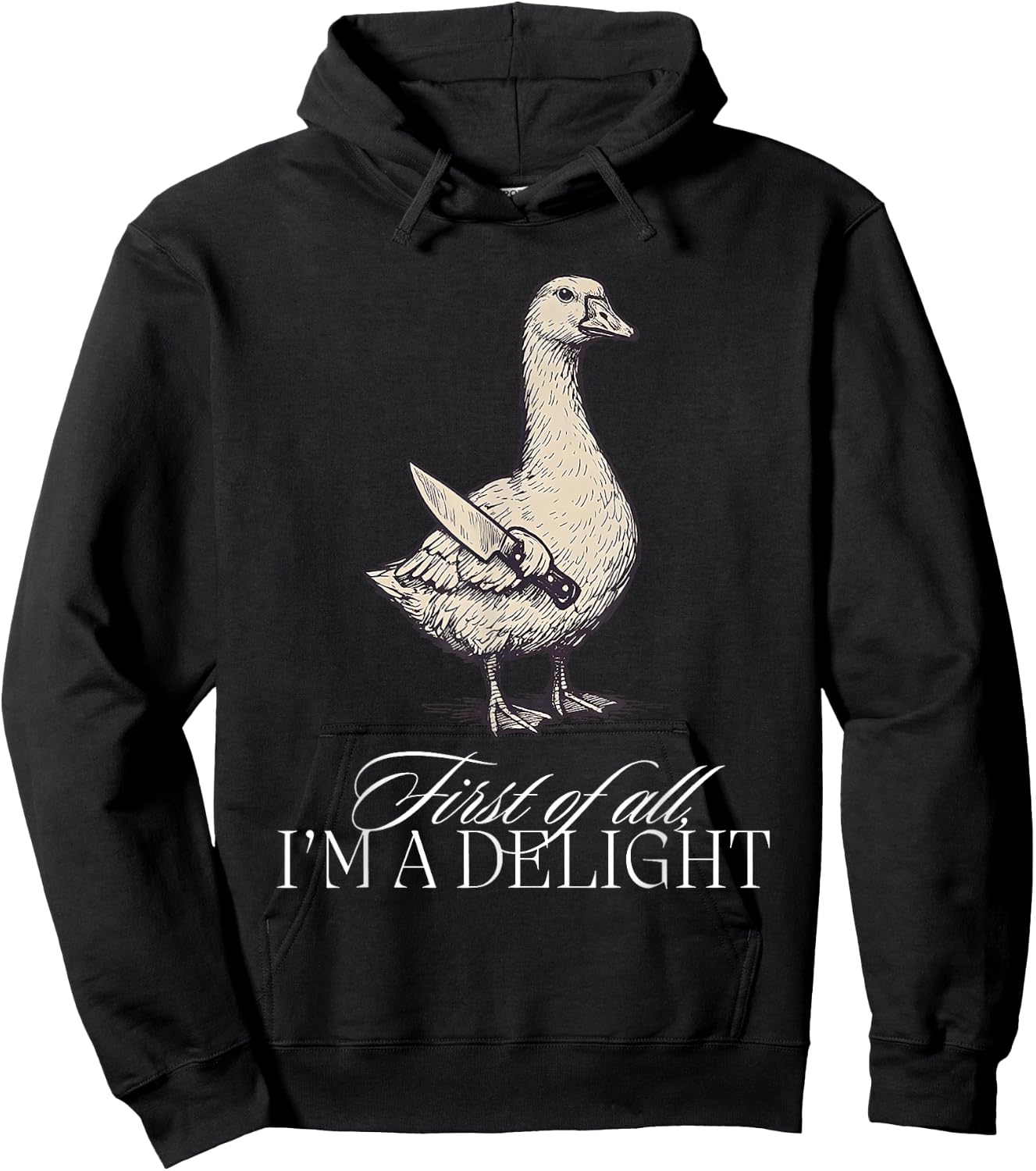 First of All I'm a Delight Goose Hoodie - Hoodie | Black