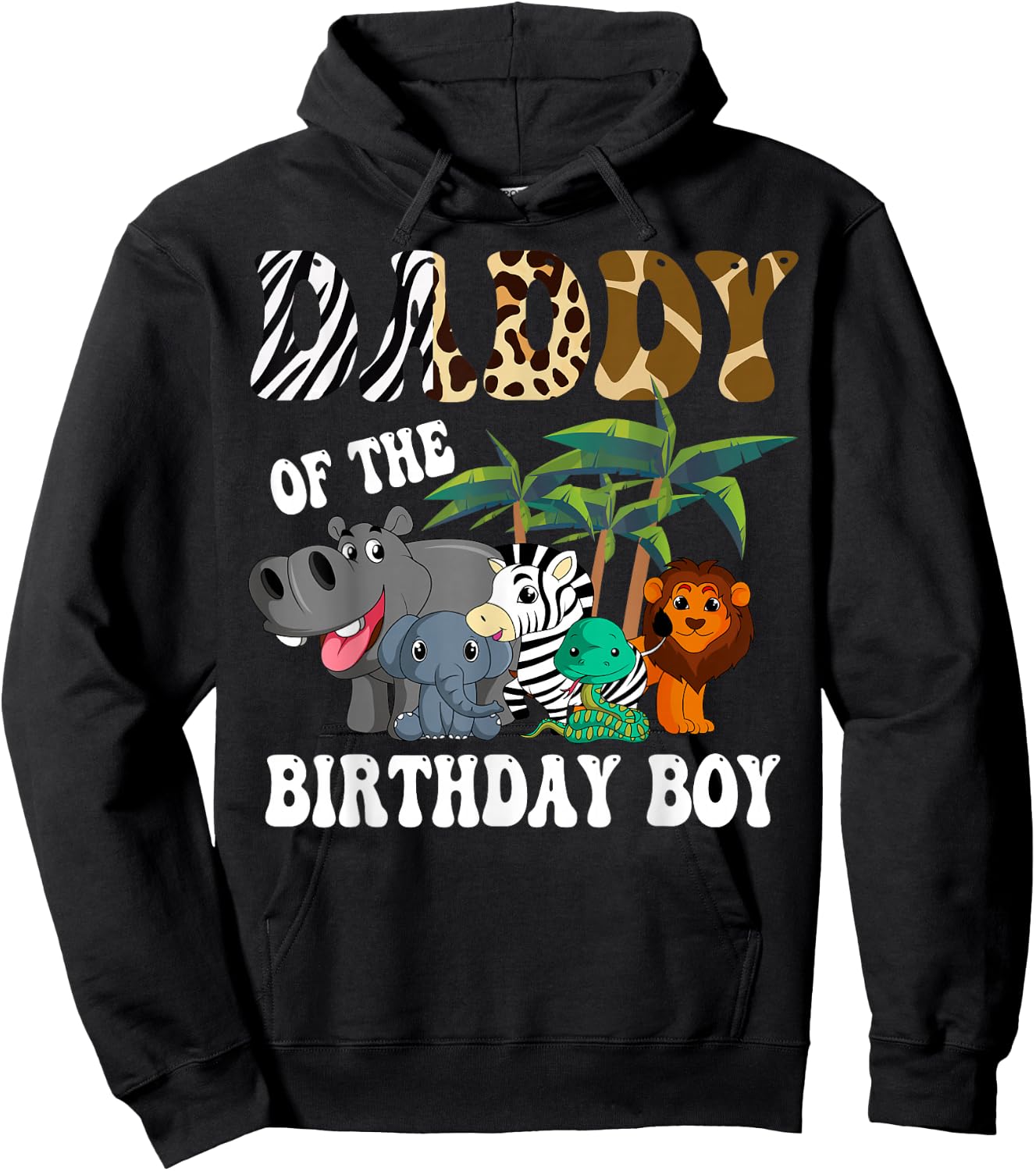 Daddy of the Birthday Boy Zoo Bday Safari Celebration Hoodie - Hoodie | Black